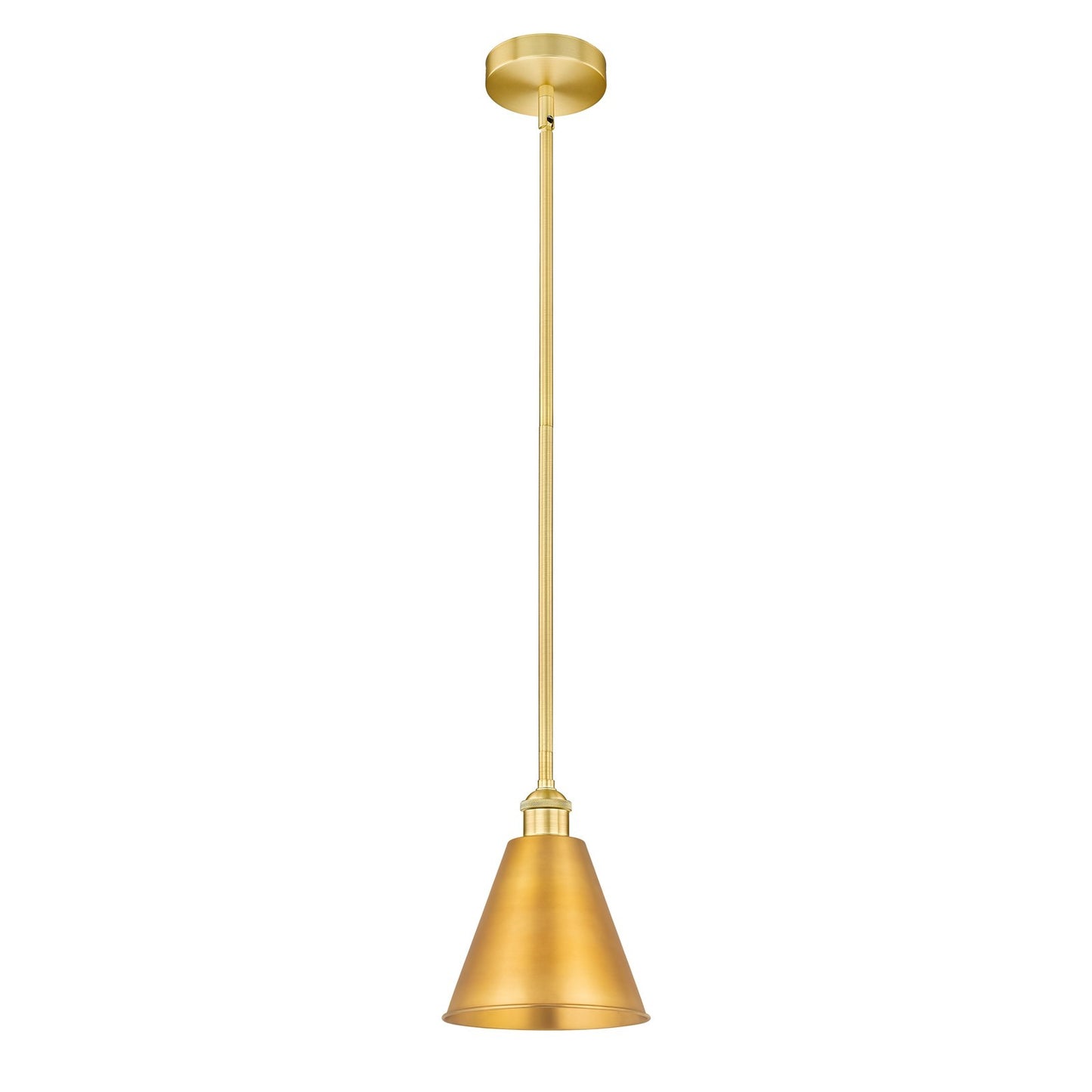 Innovations Berkshire 8in 1-Light Mini Pendant | Industrial Farmhouse Satin Gold Steel and Cast Brass with Satin Gold Metal | Model 616-1S-SG-MBC-8-SG