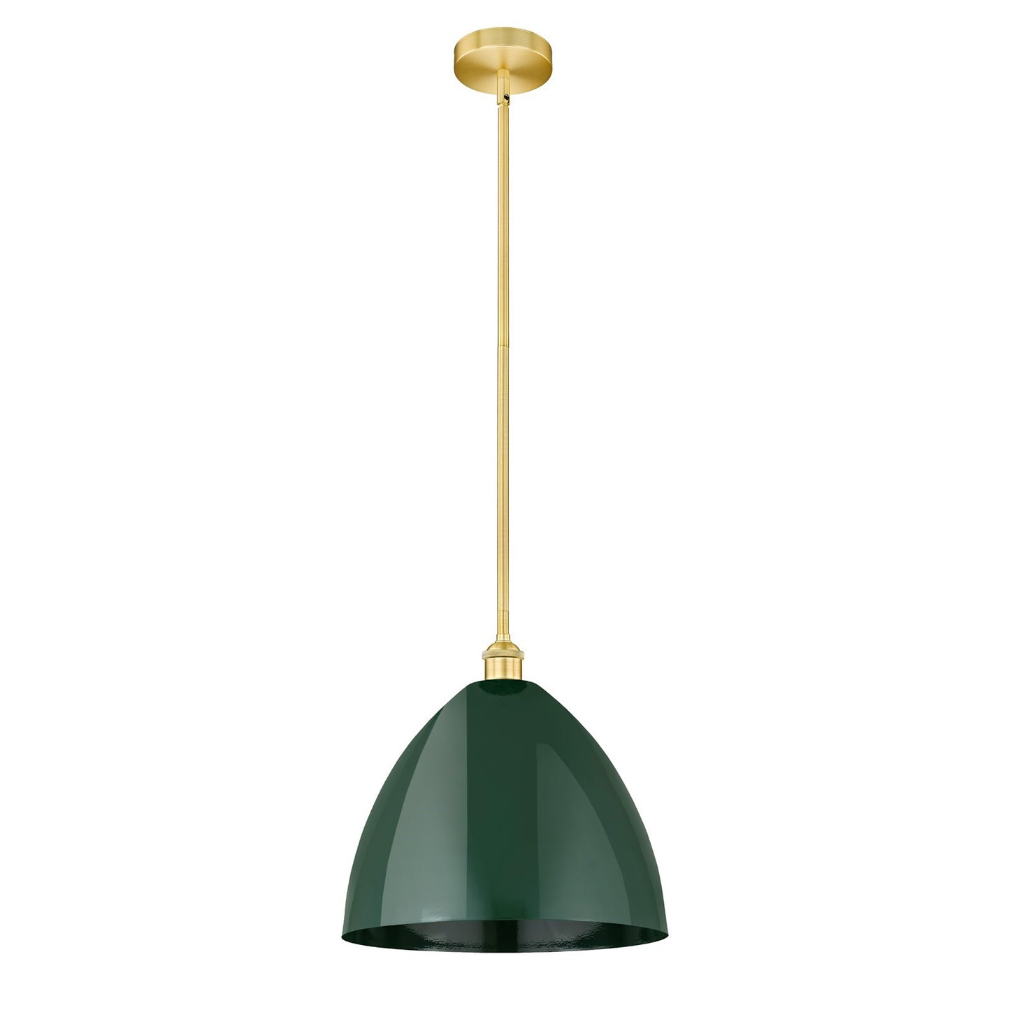 Innovations Plymouth 16in 1-Light Mini Pendant | Industrial Satin Gold Steel and Matte Green Metal | Kitchen Island & | Model 616-1S-SG-MBD-16-GR-LED