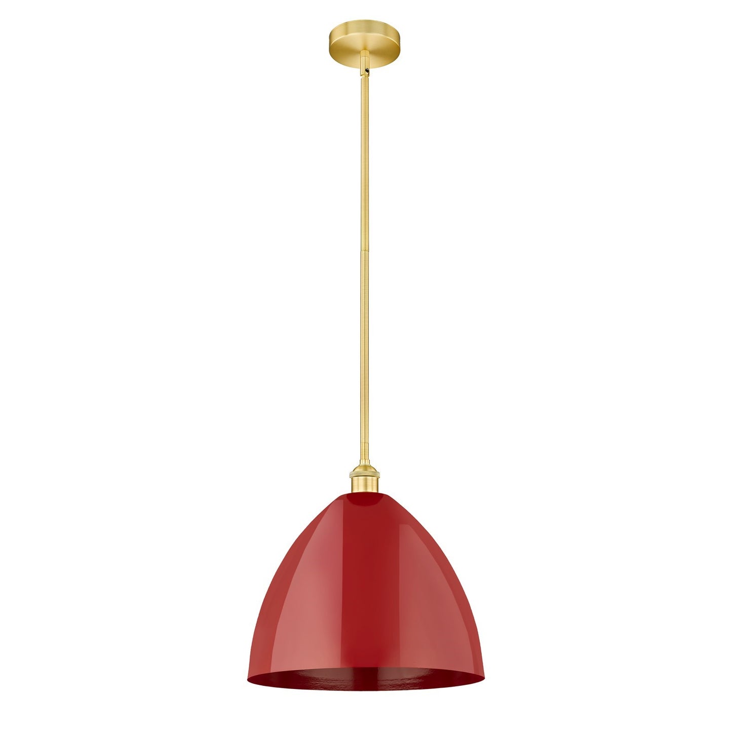 Innovations Plymouth 16in 1-Light Mini Pendant | Industrial Satin Gold Steel and Matte Red Metal | Kitchen Island & Dining | Model 616-1S-SG-MBD-16-RD-LED