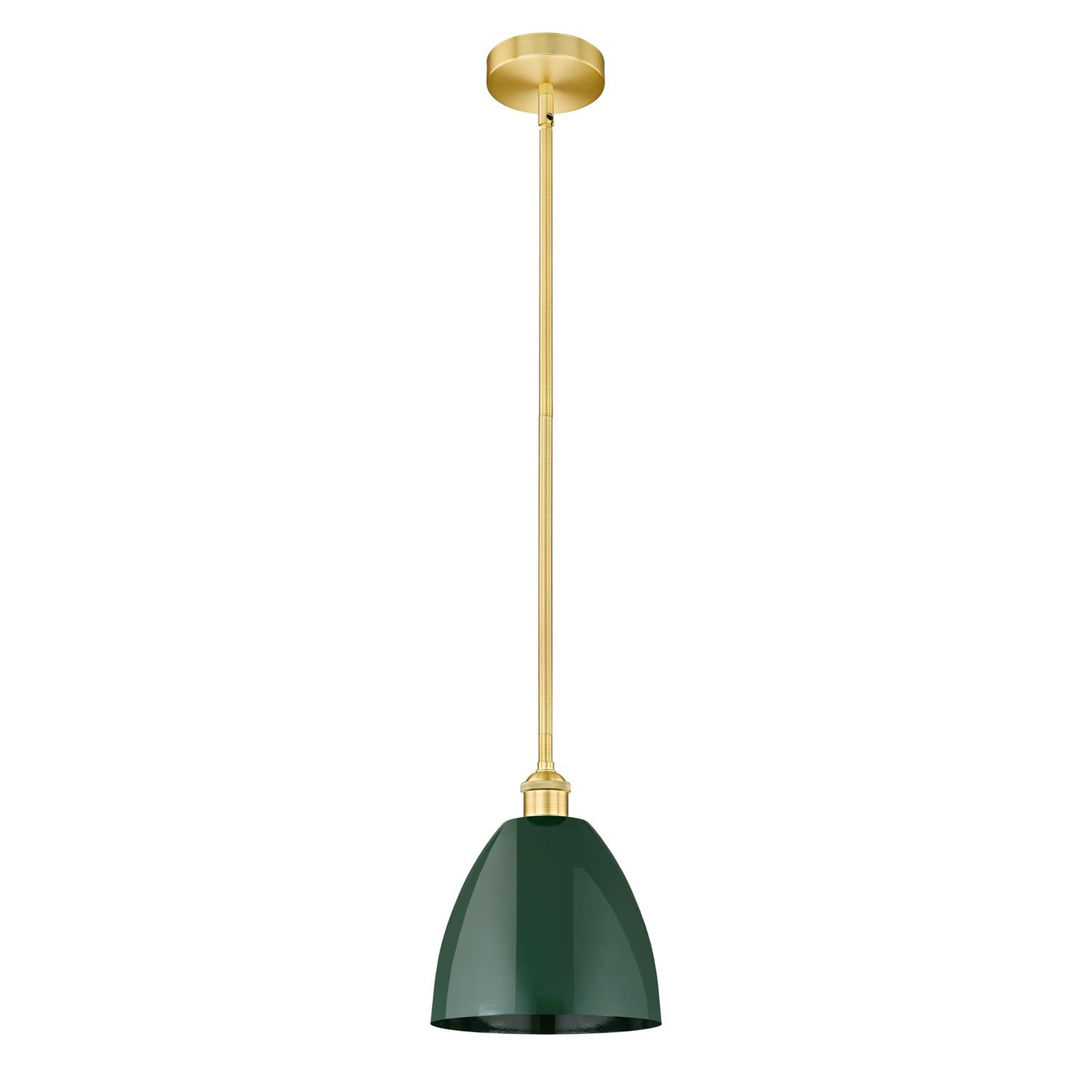 Innovations Plymouth 9in 1-Light Mini Pendant | Industrial Farmhouse Satin Gold and Matte Green Metal | Kitchen Island & Dining | Model 616-1S-SG-MBD-9-GR