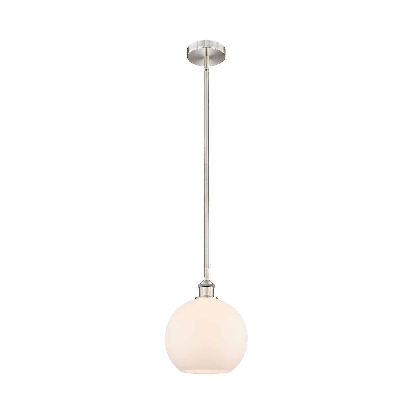 Innovations Athens 10in 1-Light Mini Pendant | Industrial Brushed Satin Nickel and Matte White Glass | Kitchen Island & Dining | Model 616-1S-SN-G121-10