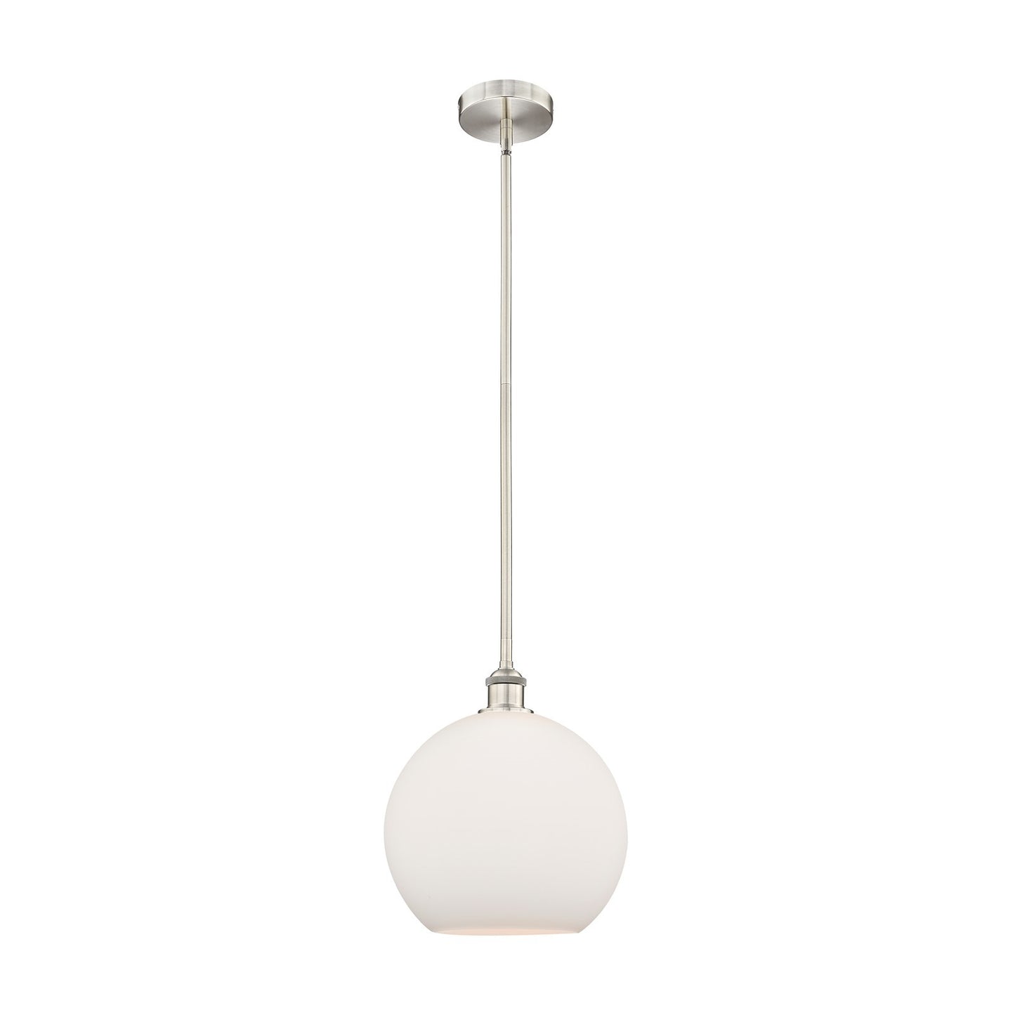 Innovations Athens 12in 1-Light Mini Pendant | Industrial Brushed Satin Nickel Steel and Matte White Glass | Kitchen Island & | Model 616-1S-SN-G121-12