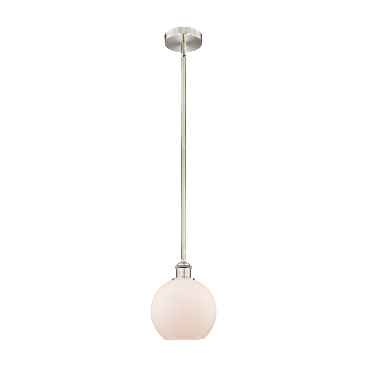 Innovations Athens 8in 1-Light Mini Pendant | Industrial Brushed Satin Nickel Steel and Matte White Frosted Glass | Kitchen | Model 616-1S-SN-G121-8-LED