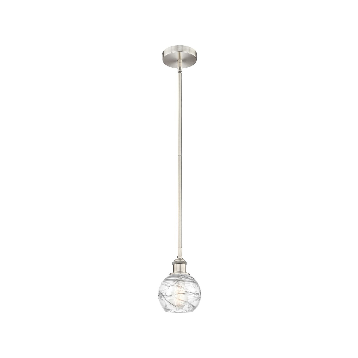 Innovations Athens Deco Swirl 6in 1-Light Mini Pendant | Industrial Brushed Satin Nickel and Clear Deco Swirl Glass | Kitchen | Model 616-1S-SN-G1213-6CL