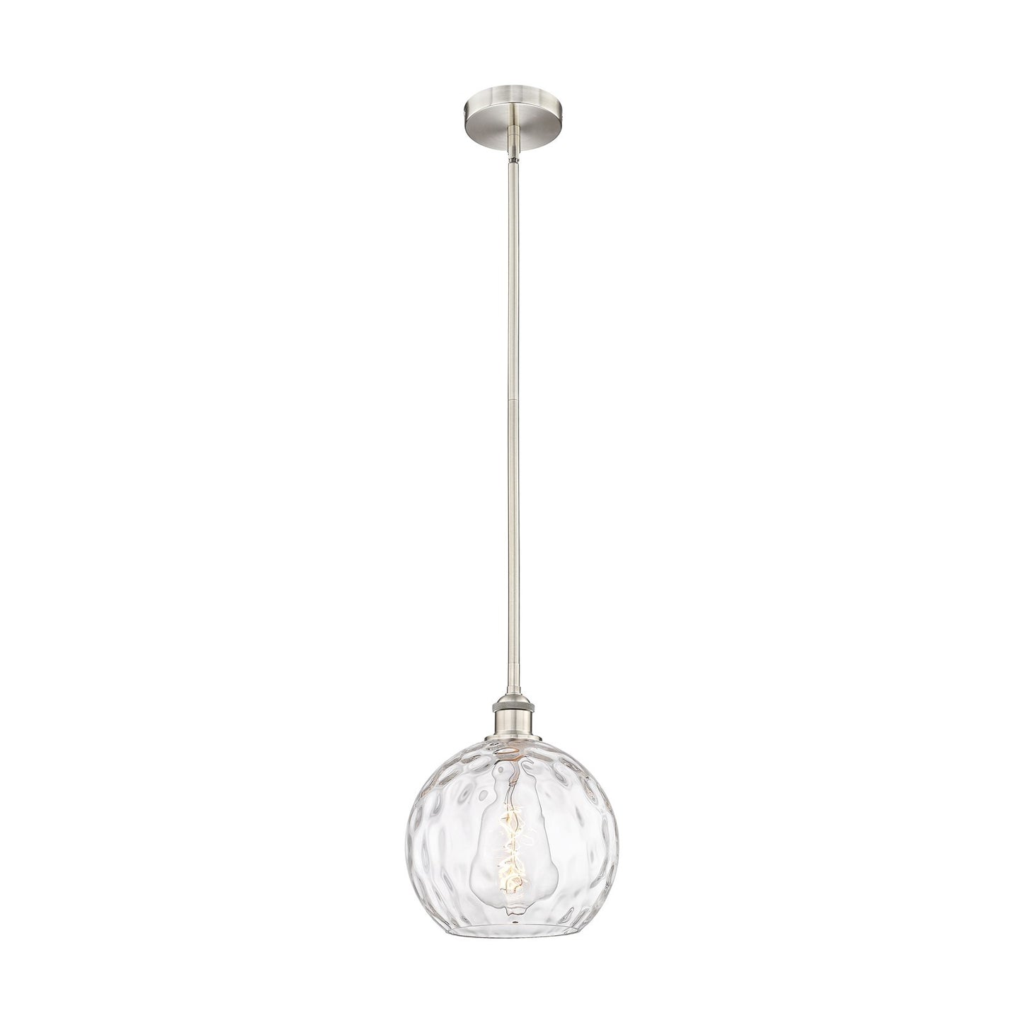 Innovations Athens 10in 1-Light Mini Pendant | Industrial Brushed Satin Nickel Steel and Clear Water Glass | Kitchen Island | Model 616-1S-SN-G1215-10-LED