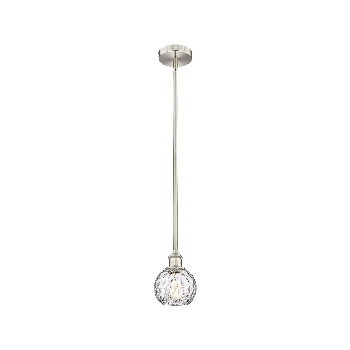Innovations Athens Water Glass 6in 1-Light Mini Pendant | Industrial Brushed Satin Nickel and Clear Water Glass | Kitchen | Model 616-1S-SN-G1215-6-LED