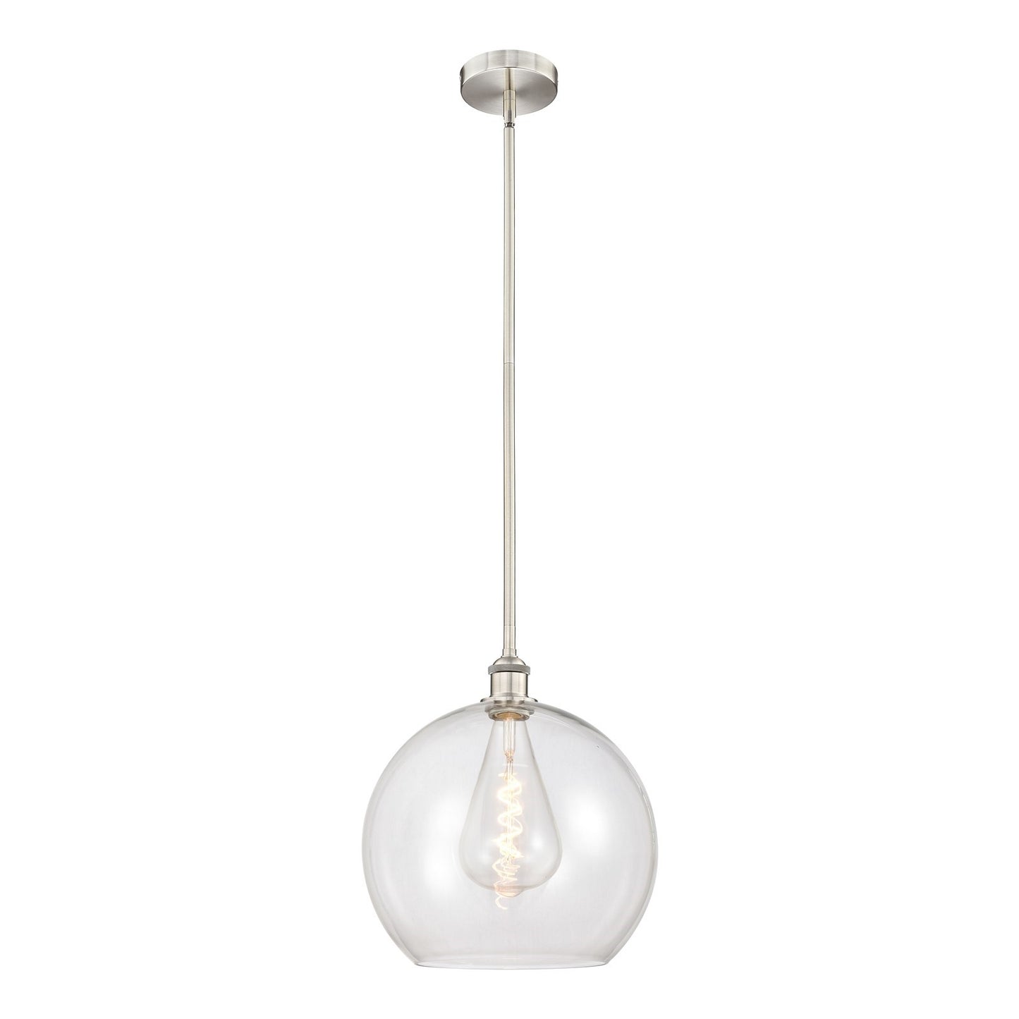 Innovations Athens 14in 1-Light Pendant | Industrial Brushed Satin Nickel Steel and Clear Glass | Kitchen Island & Dining Room | Model 616-1S-SN-G122-14