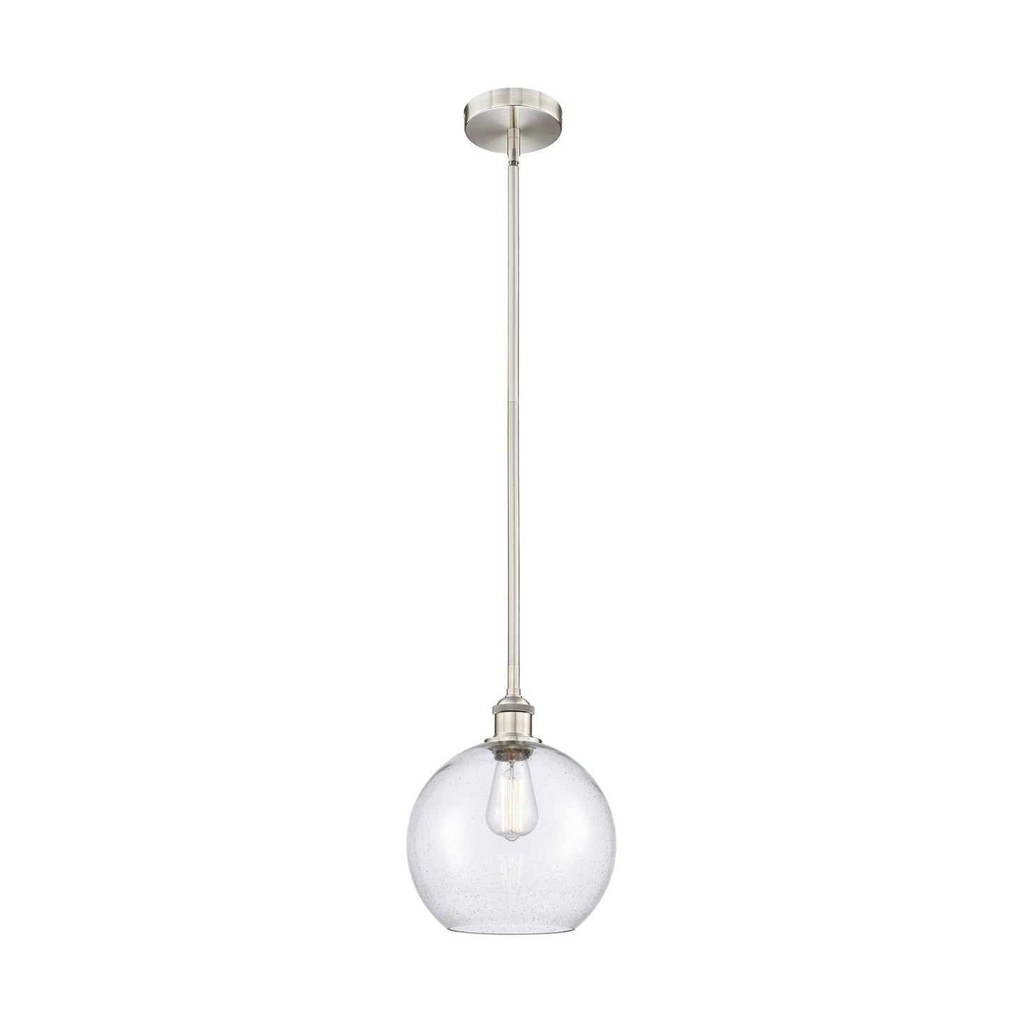 Innovations Athens 10in 1-Light Mini Pendant | Industrial Brushed Satin Nickel Steel and Seedy Glass | Kitchen Island & Dining | Model 616-1S-SN-G124-10
