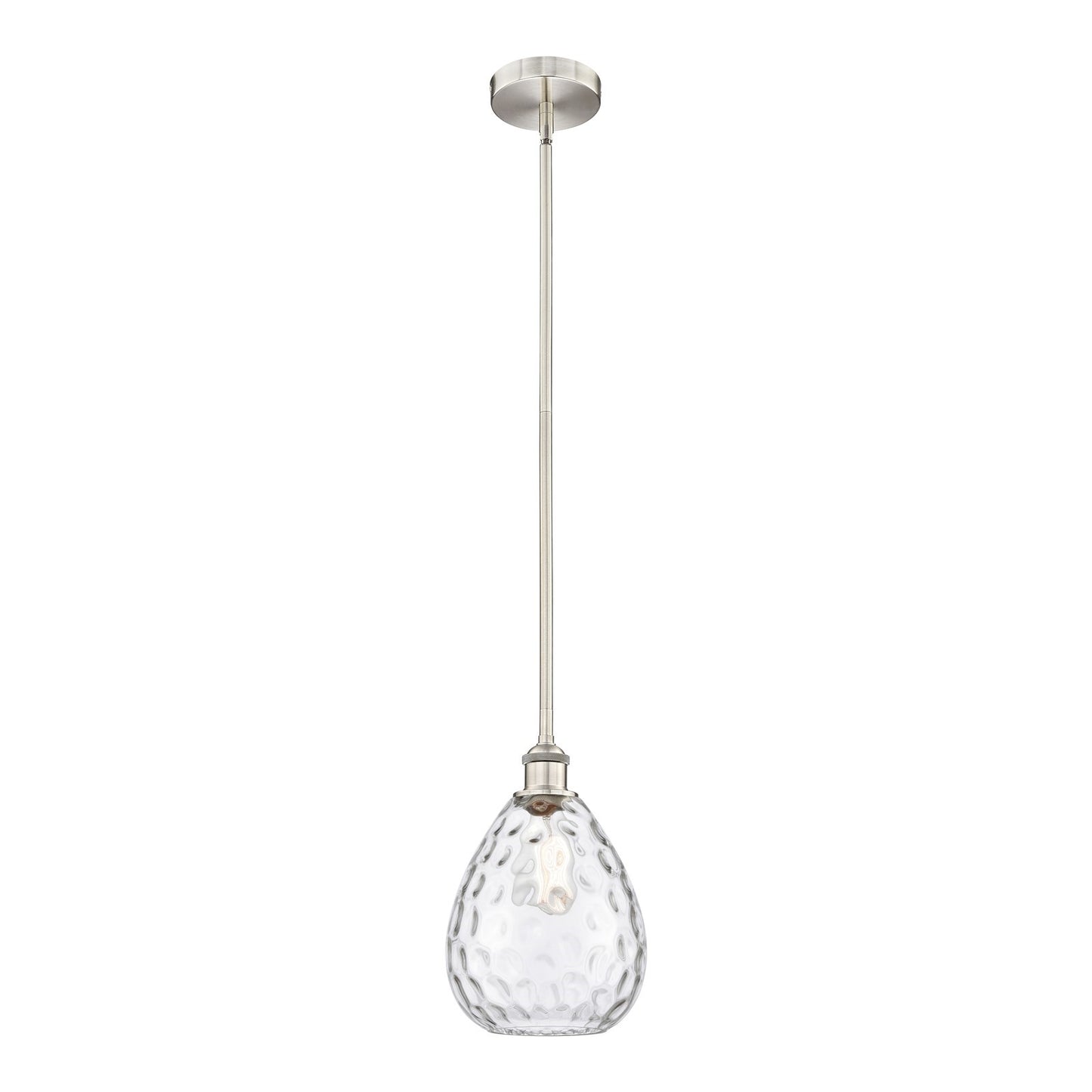Innovations Waverly 8in 1-Light Mini Pendant | Industrial Brushed Satin Nickel and Clear Glass | Kitchen Island & Dining Room | Model 616-1S-SN-G372-LED