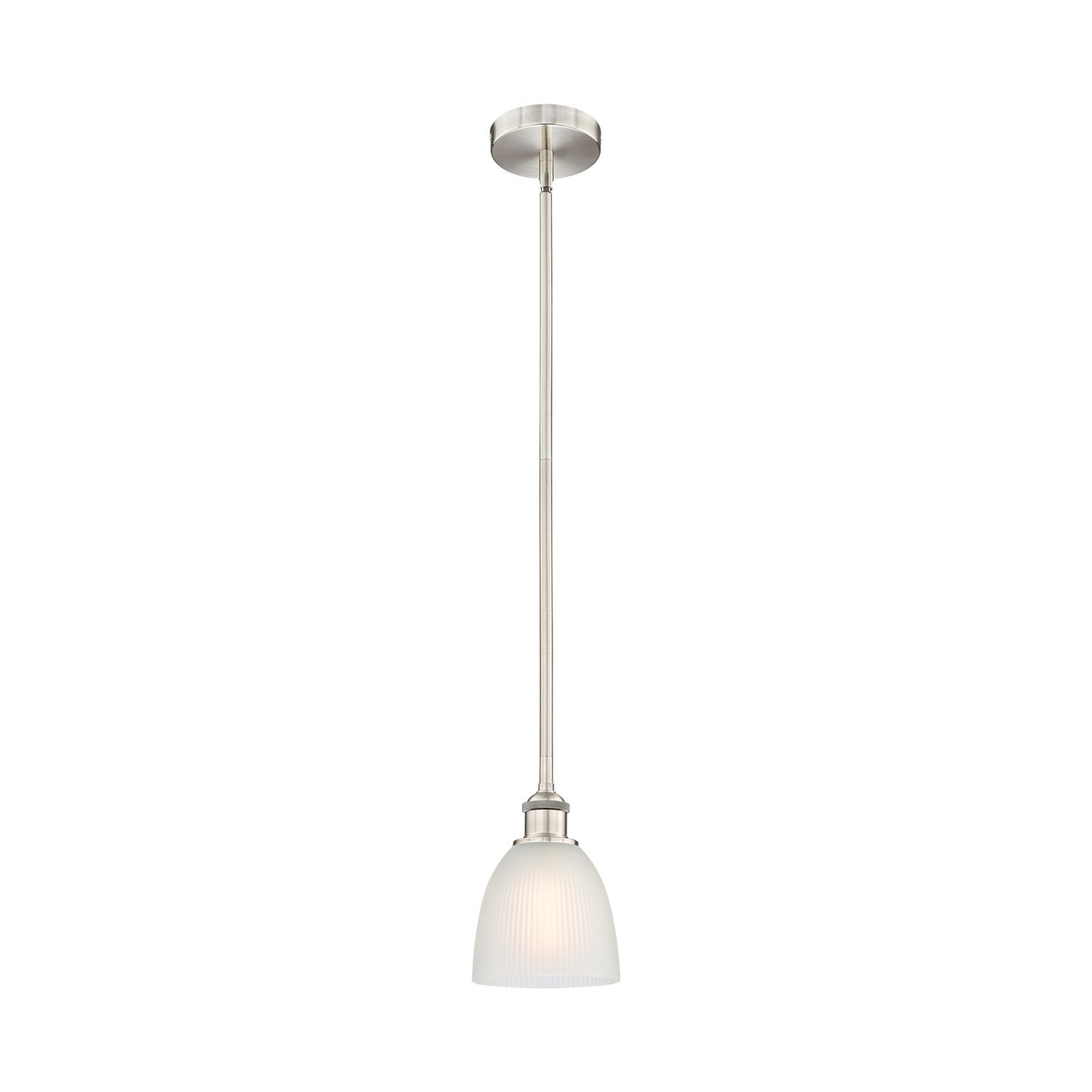 Innovations Castile 6in 1-Light Mini Pendant | Industrial Brushed Satin Nickel and White Glass | Kitchen Island & Dining Room | Model 616-1S-SN-G381-LED