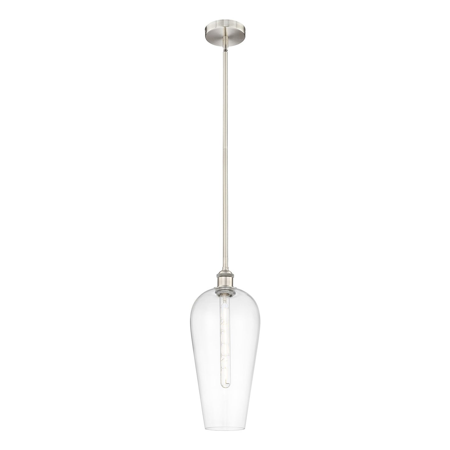Innovations Chelsea 8in 1-Light Mini Pendant | Industrial Brushed Satin Nickel Steel and Clear Glass | Kitchen Island & Dining | Model 616-1S-SN-G456-8CL