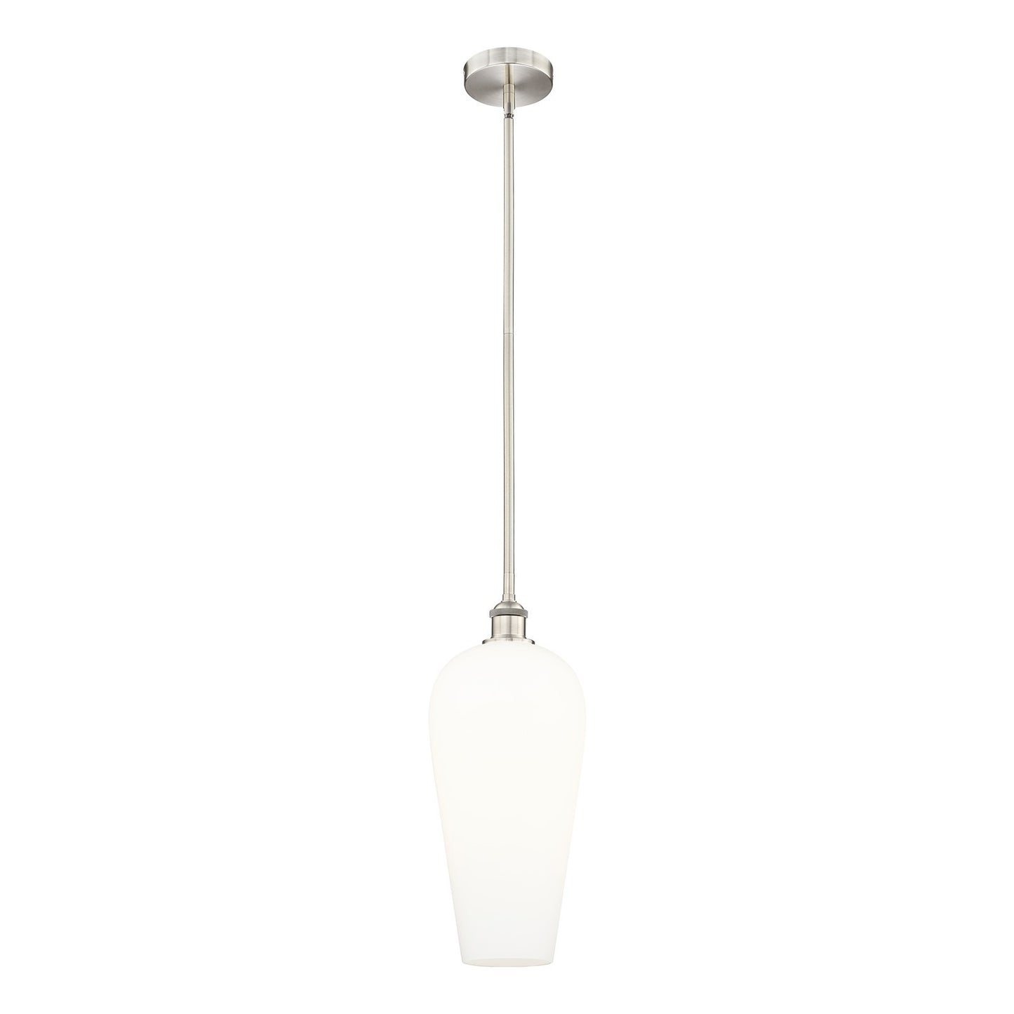 Innovations Chelsea 8in 1-Light Mini Pendant | Industrial Brushed Satin Nickel Steel and White Glass | Kitchen Island & Dining | Model 616-1S-SN-G456-8WH