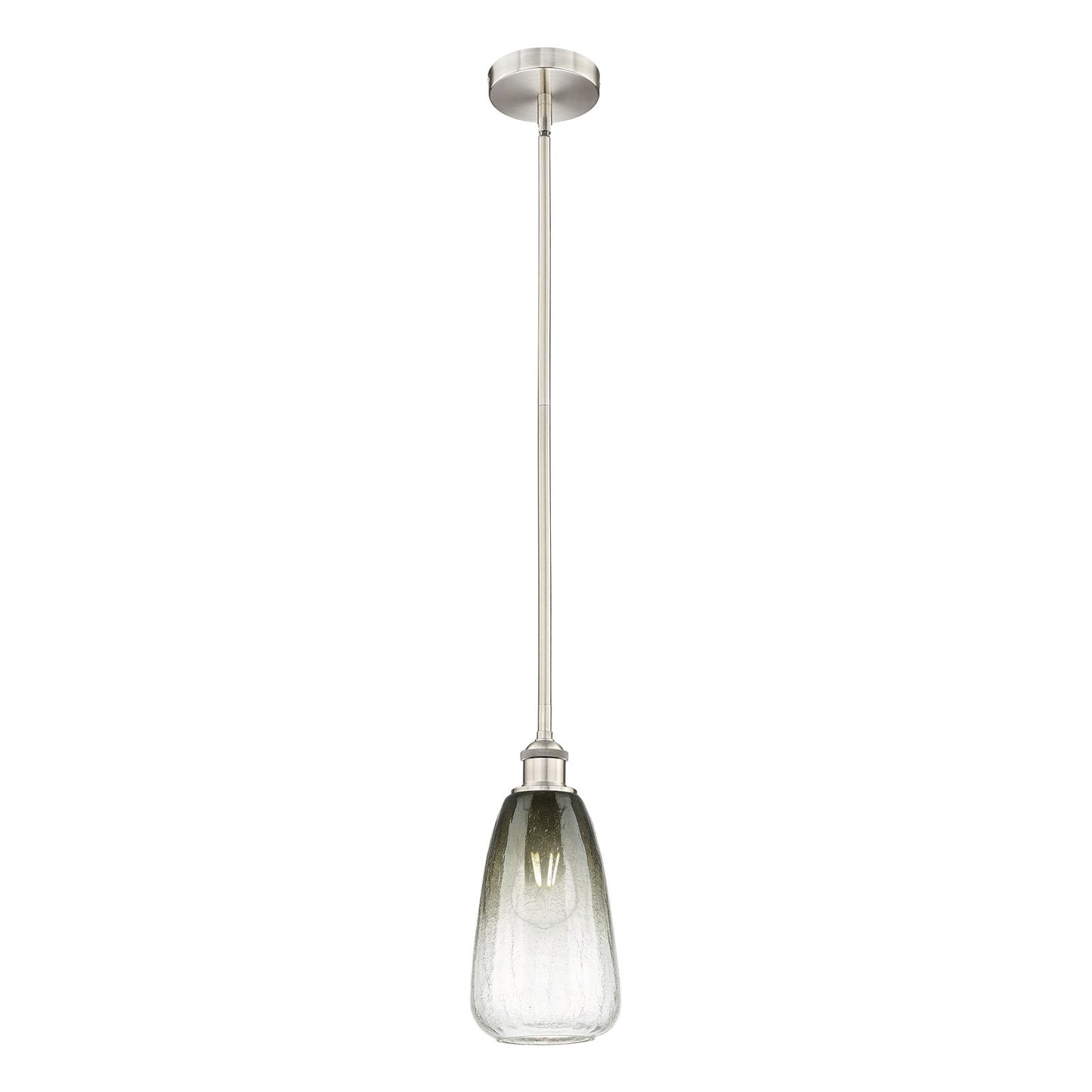 Innovations Brookhaven Almond 6in 1-Light Mini Pendant | Industrial Brushed Satin Nickel and Slate Glass | Kitchen Island & | Model 616-1S-SN-G480-6SL