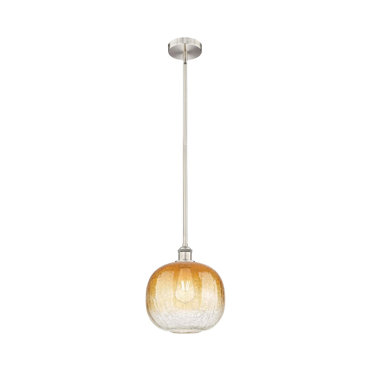 Innovations Brookhaven Sphere 11in 1-Light Mini Pendant | Industrial Brushed Satin Nickel and Amber Glass | Kitchen Island & | Model 616-1S-SN-G481-10AM
