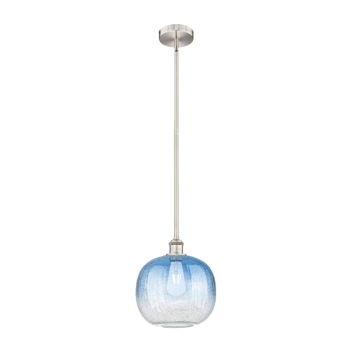 Innovations Brookhaven Sphere 11in 1-Light Mini Pendant | Industrial Brushed Satin Nickel and Sapphire Blue Glass | Kitchen | Model 616-1S-SN-G481-10SB