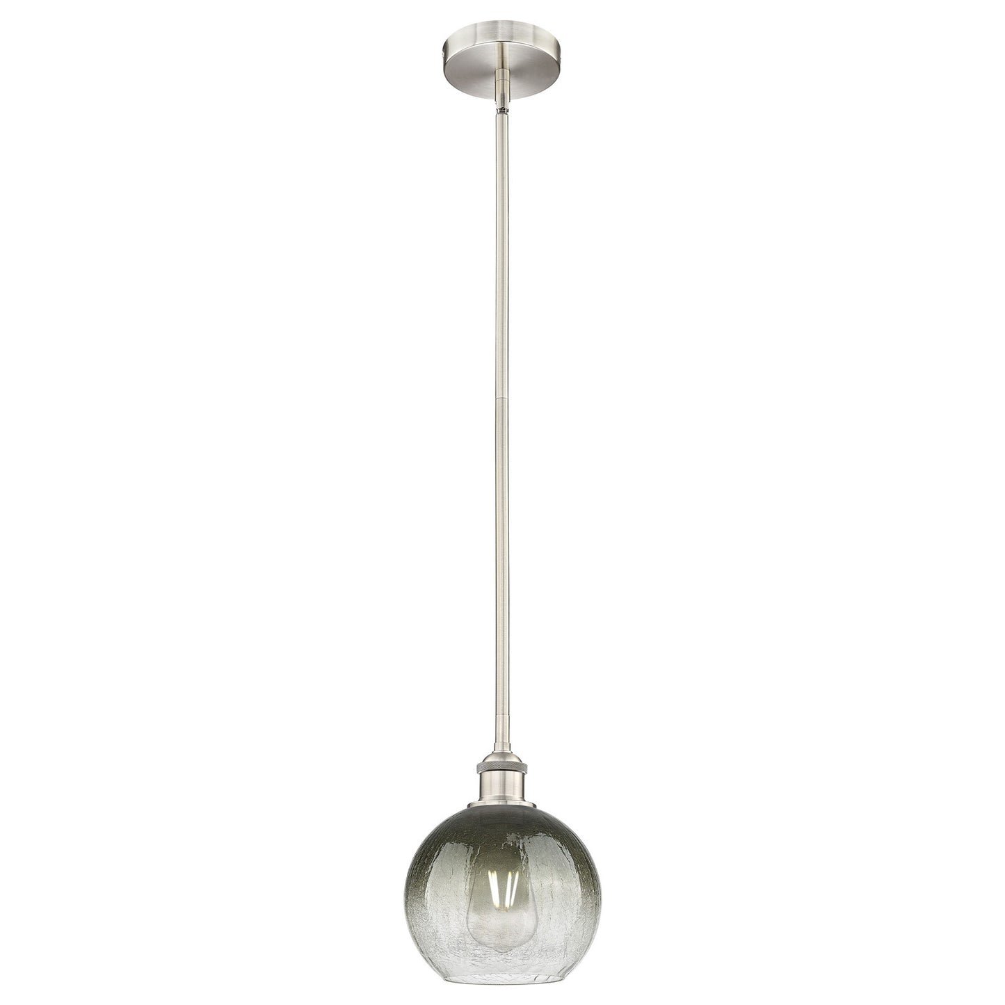 Innovations Brookhaven Globe 8in 1-Light Mini Pendant | Industrial Brushed Satin Nickel and Matte Black Glass | Kitchen Island | Model 616-1S-SN-G483-8SL