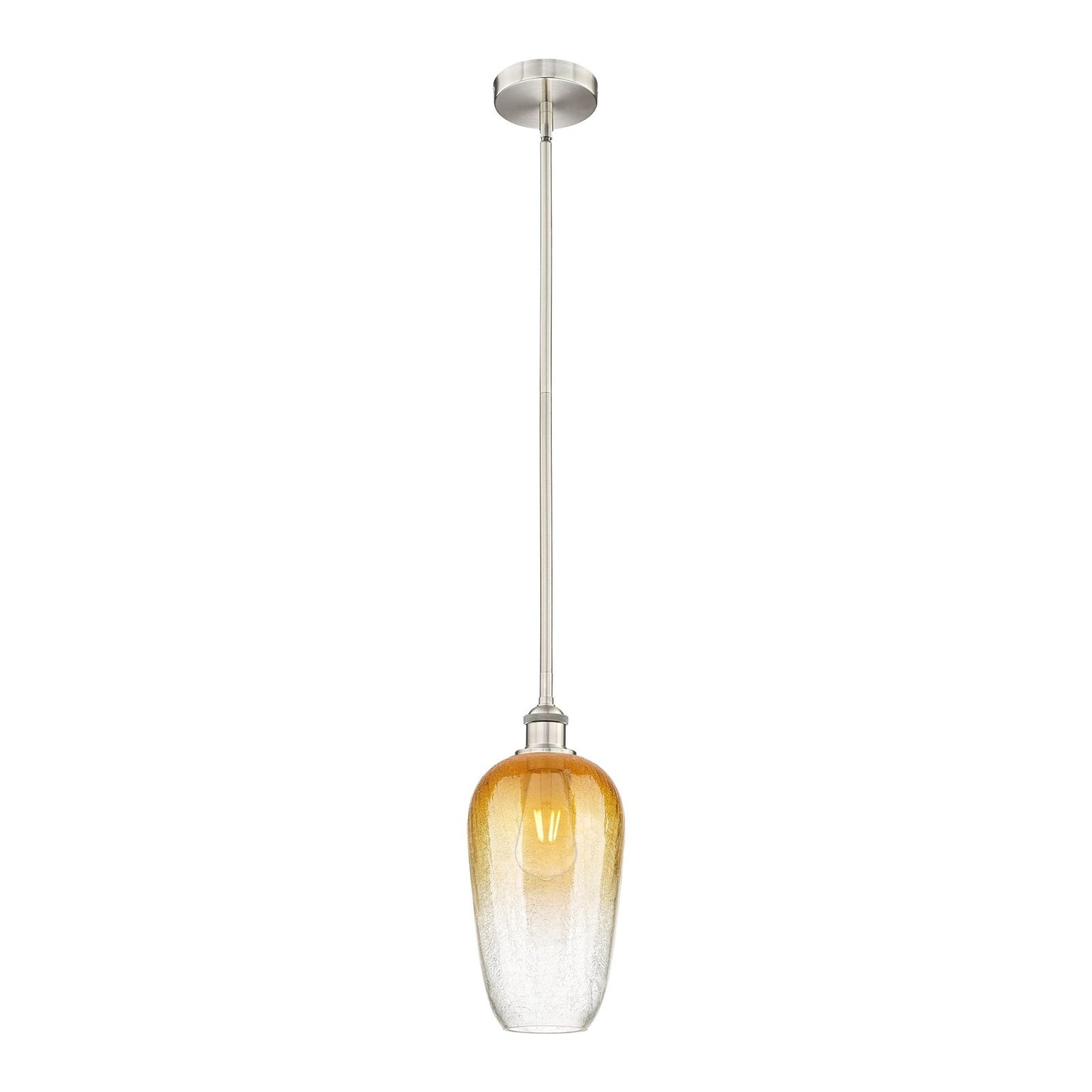 Innovations Brookhaven Flute 7in 1-Light Mini Pendant | Industrial Brushed Satin Nickel Steel and Amber Glass | Kitchen Island | Model 616-1S-SN-G484-7AM
