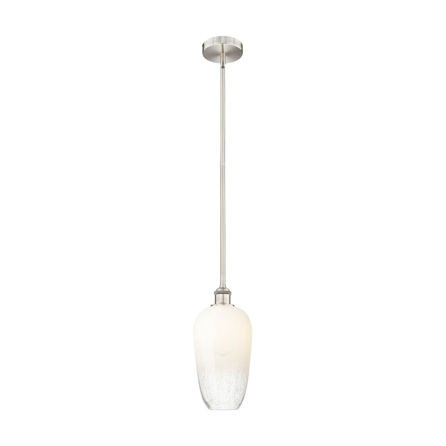 Innovations Brookhaven Flute 7in 1-Light Mini Pendant | Industrial Brushed Satin Nickel Steel and Opal Glass | Kitchen Island & | Model 616-1S-SN-G484-7OP