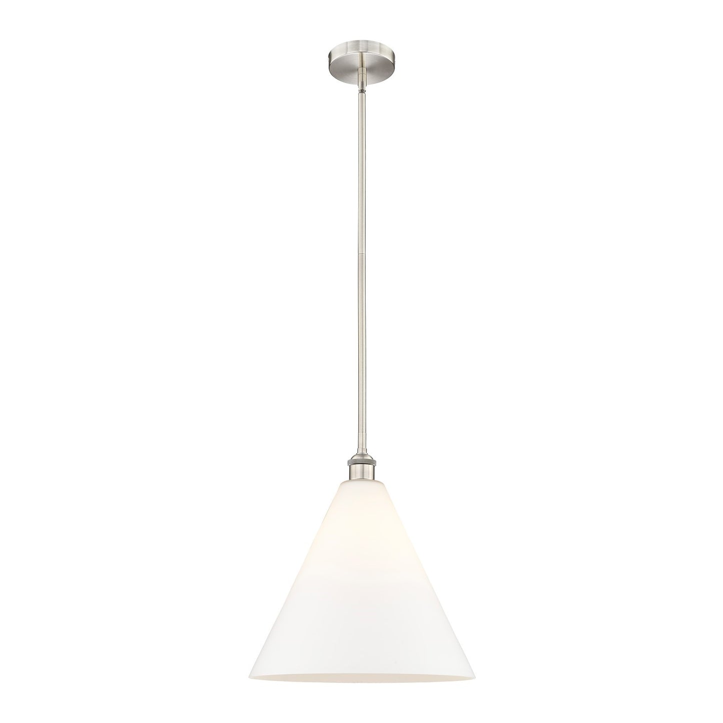 Innovations Berkshire Glass 16in 1-Light Pendant | Industrial Brushed Satin Nickel and Matte White Glass | Kitchen Island & | Model 616-1S-SN-GBC-161