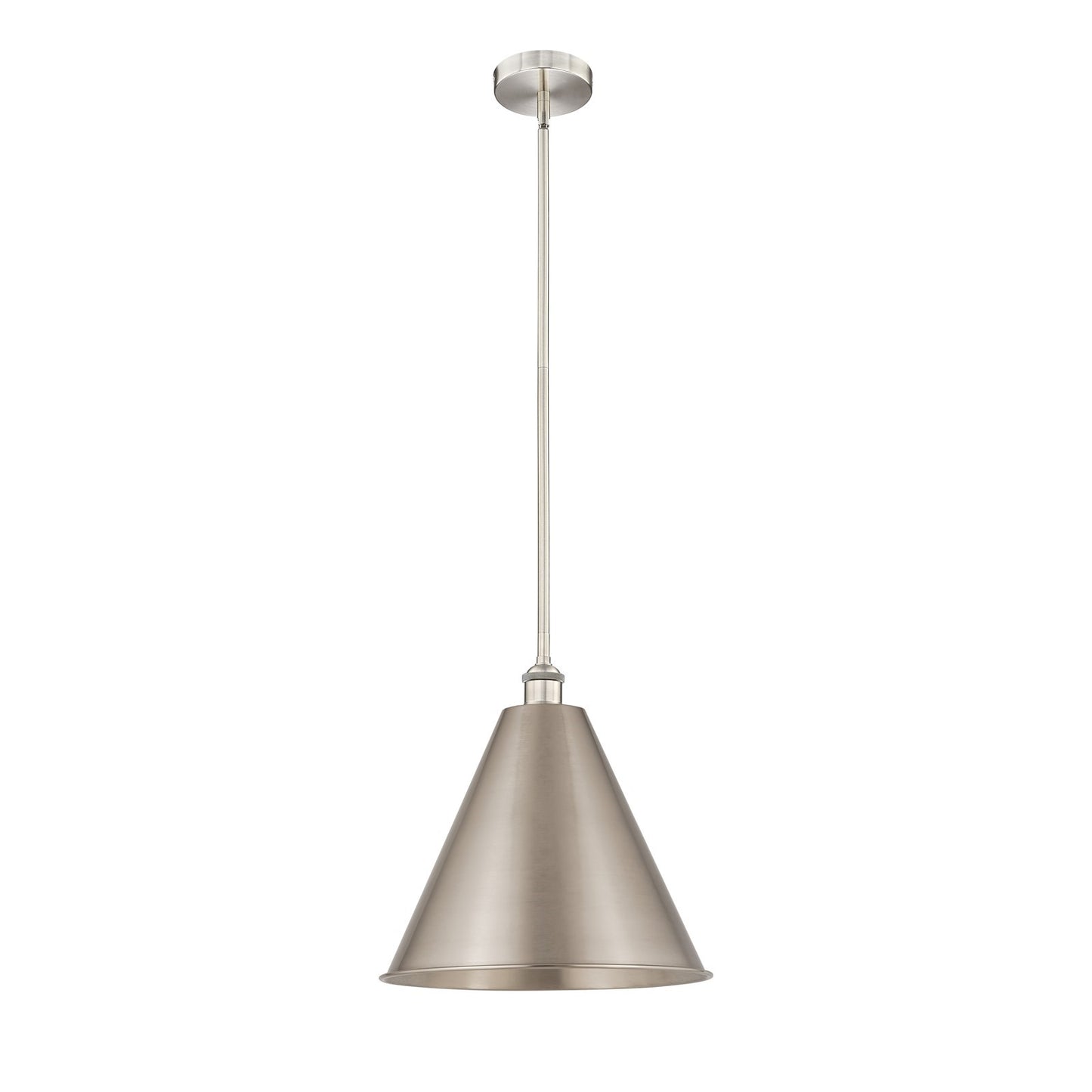 Innovations Berkshire 16in 1-Light Mini Pendant | Industrial Brushed Satin Nickel Steel and Cast Brass with Brushed Satin | Model 616-1S-SN-MBC-16-SN-LED