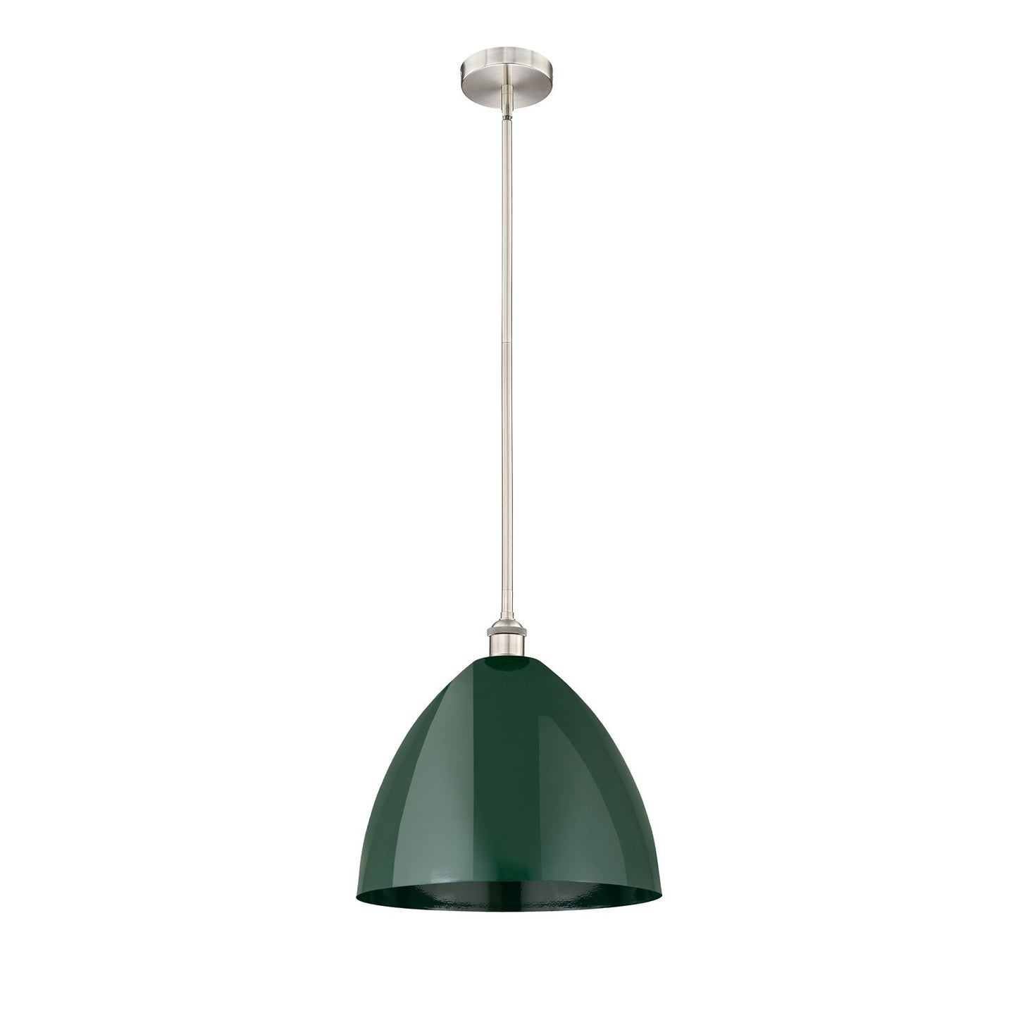 Innovations Plymouth 16in 1-Light Mini Pendant | Industrial Brushed Satin Nickel and Matte Green Metal | Kitchen Island & | Model 616-1S-SN-MBD-16-GR-LED
