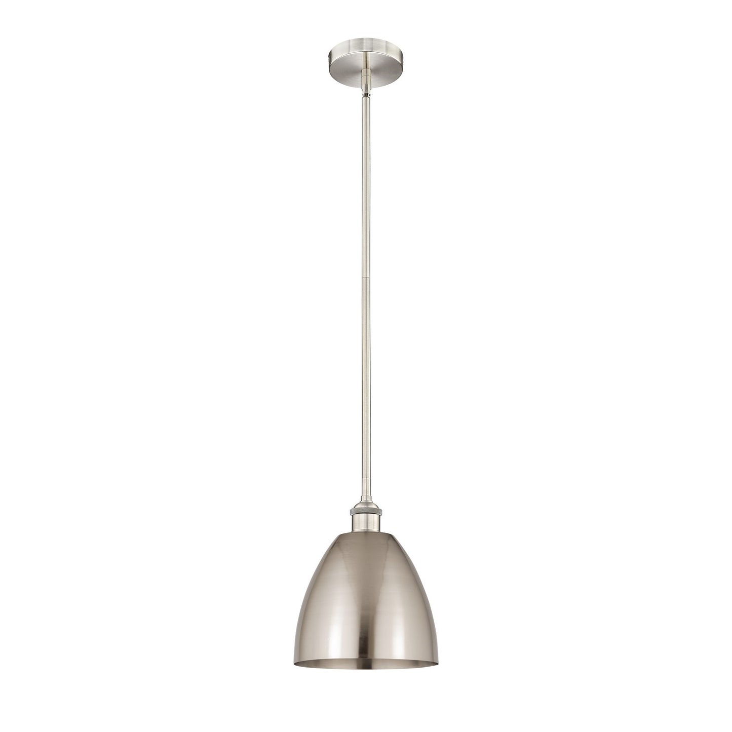 Innovations Bristol 9in 1-Light Mini Pendant | Industrial Farmhouse Brushed Satin Nickel Steel and Metal Shade | Kitchen Island | Model 616-1S-SN-MBD-9-SN