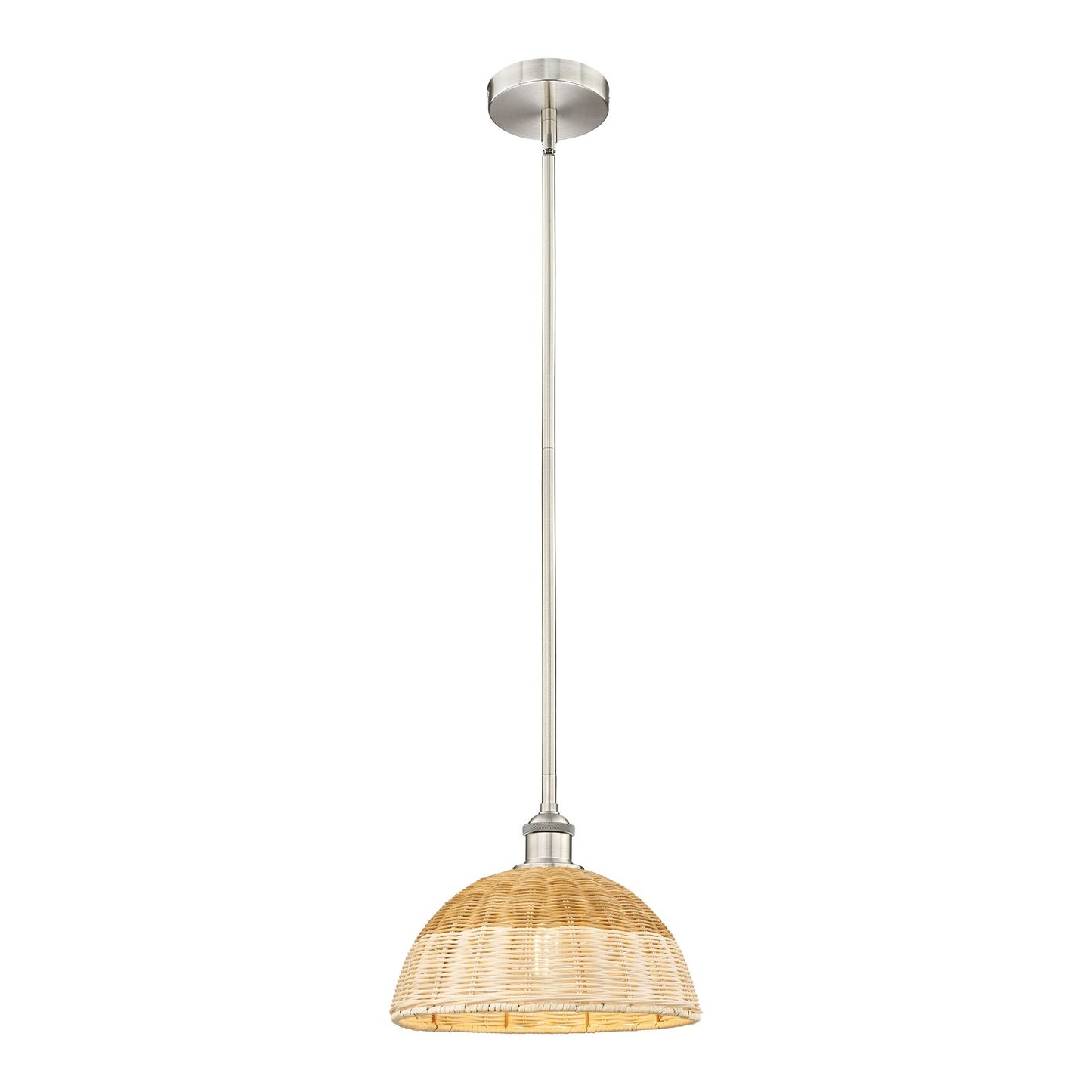 Innovations Lighting Bristol Natural II 12in 1-Light Mini Pendant | Industrial Brushed Satin Nickel and Matte Black Natural | Model 616-1S-SN-NBD2-12-NAT