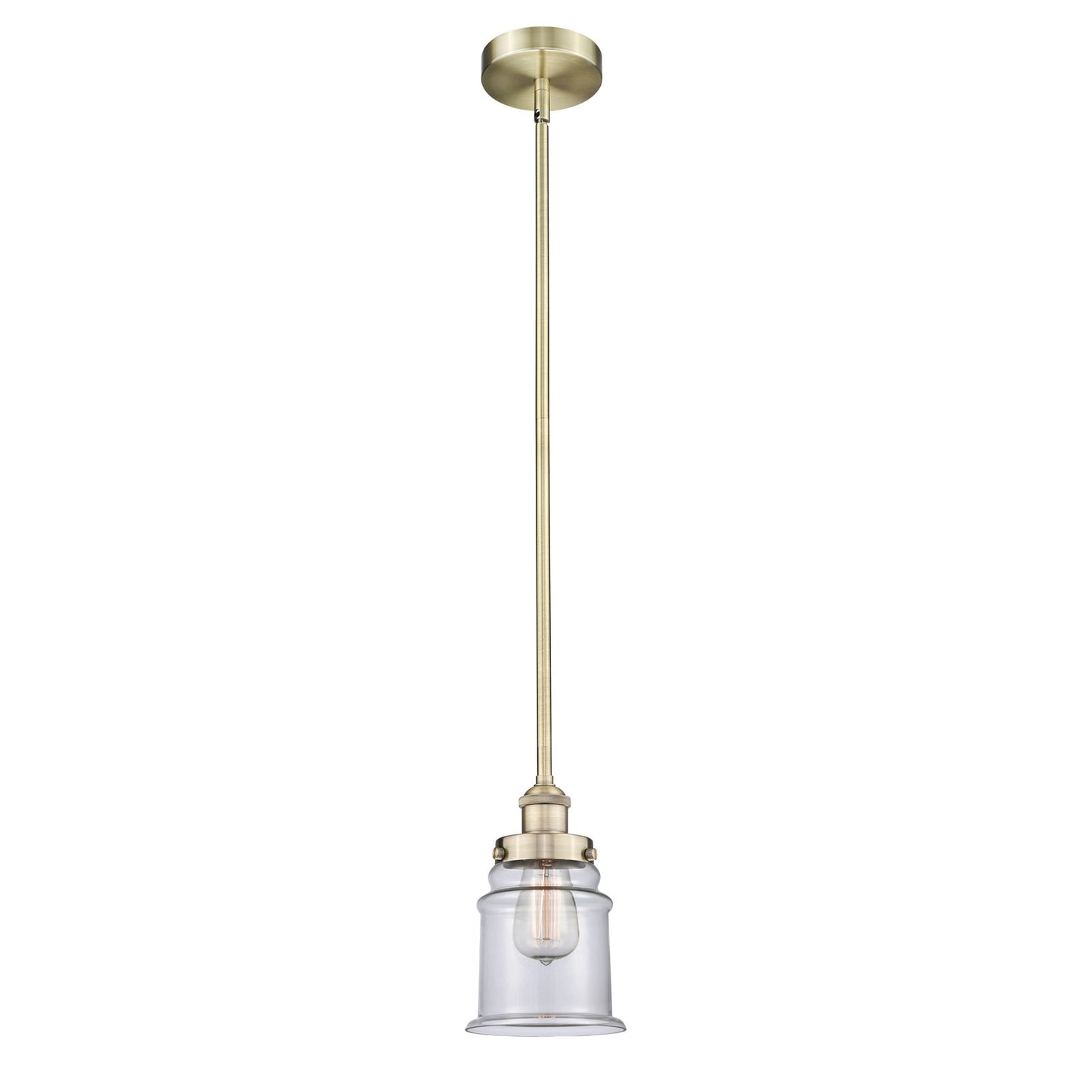 Innovations Canton 6in 1-Light Mini Pendant | Industrial Antique Brass and Clear Glass | Kitchen Island & Dining Room Accent | 6 x | Model 616-1SH-AB-G182
