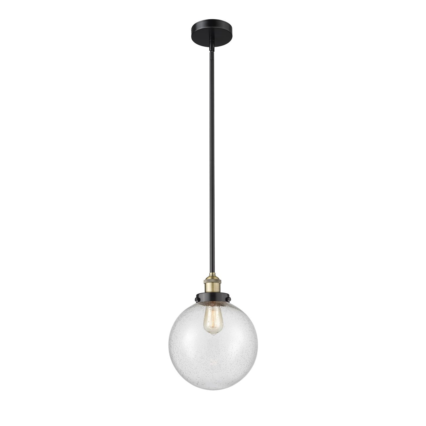 Innovations Beacon 10in 1-Light Mini Pendant | Industrial Black Antique Brass and Seedy Glass | Kitchen Island | 10 x 10 x 13 | Model 616-1SH-BAB-G204-10