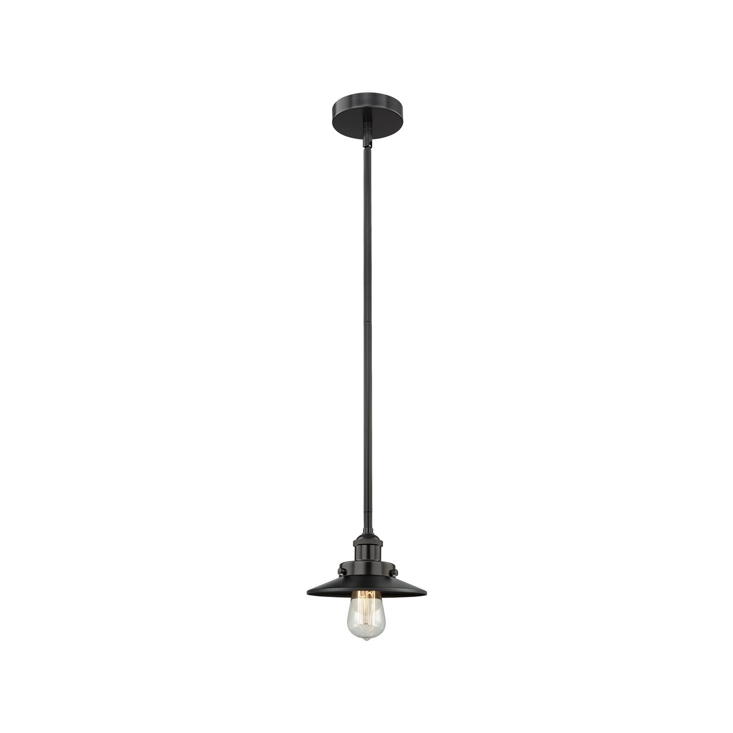 Innovations Lighting Edison 8in 1-Light Mini Pendant | Industrial Matte Black Steel and Cast Brass with Matte Black Metal Shade | Model 616-1SH-BK-M6