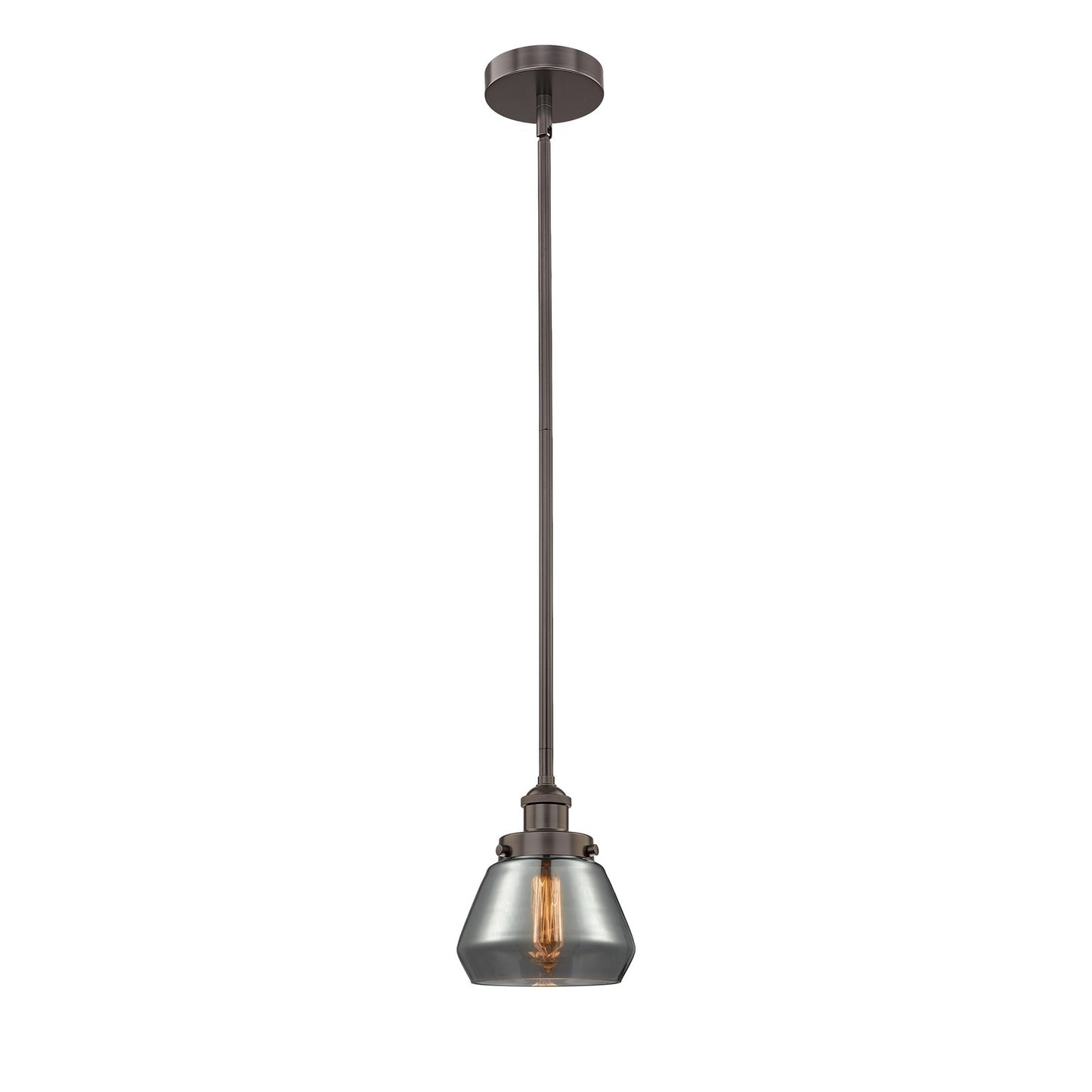 Innovations Fulton 7in 1-Light Mini Pendant | Industrial Oil Rubbed Bronze and Light Smoke Glass | Kitchen Island & Dining | Model 616-1SH-OB-G173-LED