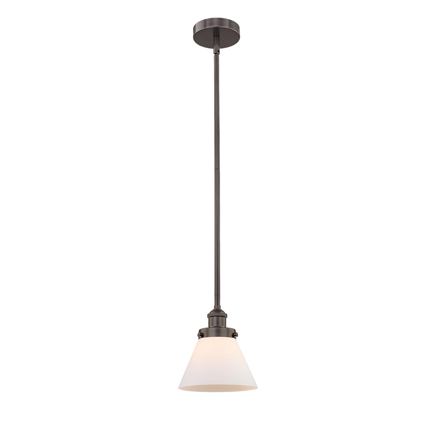 Innovations Cone 1-Light Mini Pendant | Industrial Oil Rubbed Bronze Steel and Matte White Frosted Glass | Kitchen Island & Dining | Model 616-1SH-OB-G41