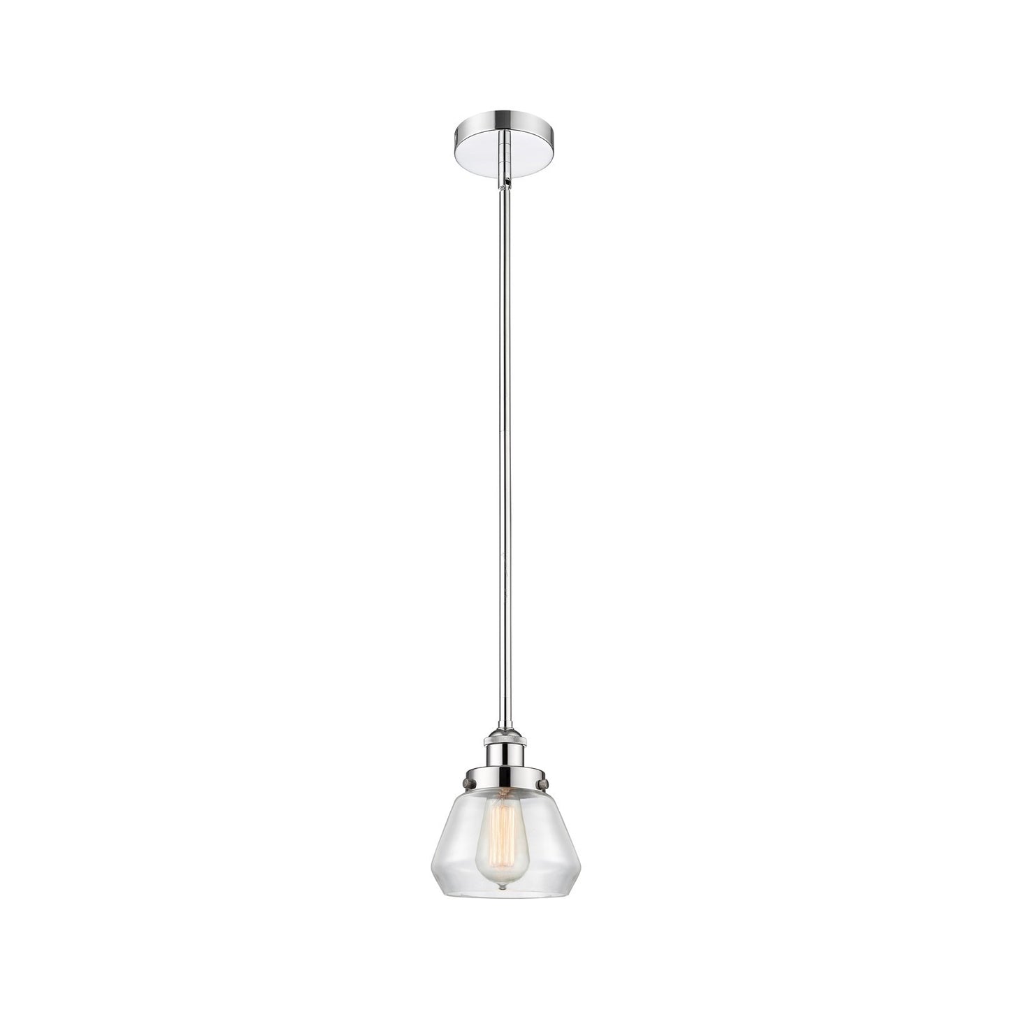 Innovations Fulton 7in 1-Light Mini Pendant | Industrial Polished Chrome Steel and Clear Glass | Kitchen Island & Dining Room | Model 616-1SH-PC-G172-LED