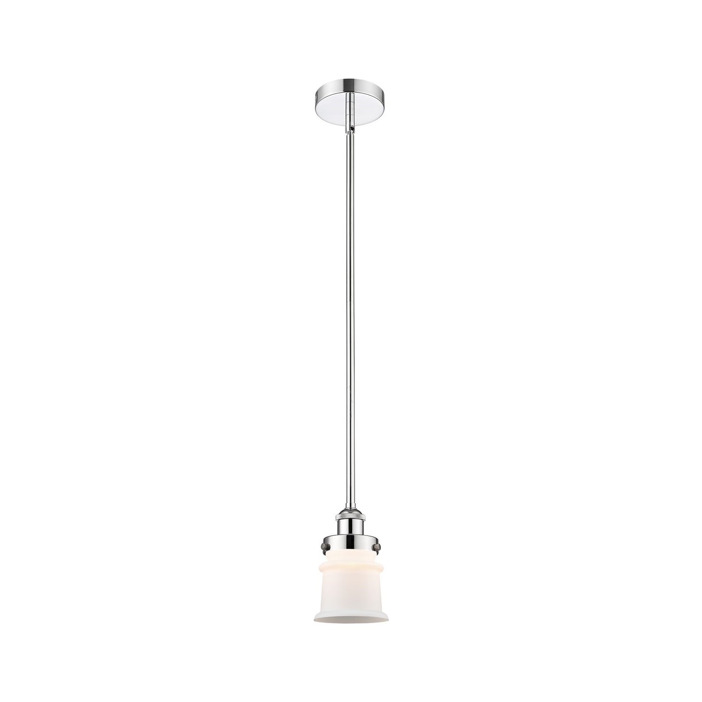 Innovations Canton 5.25in 1-Light Mini Pendant | Industrial Polished Chrome and Matte White Frosted Glass | Kitchen Island & | Model 616-1SH-PC-G181S-LED