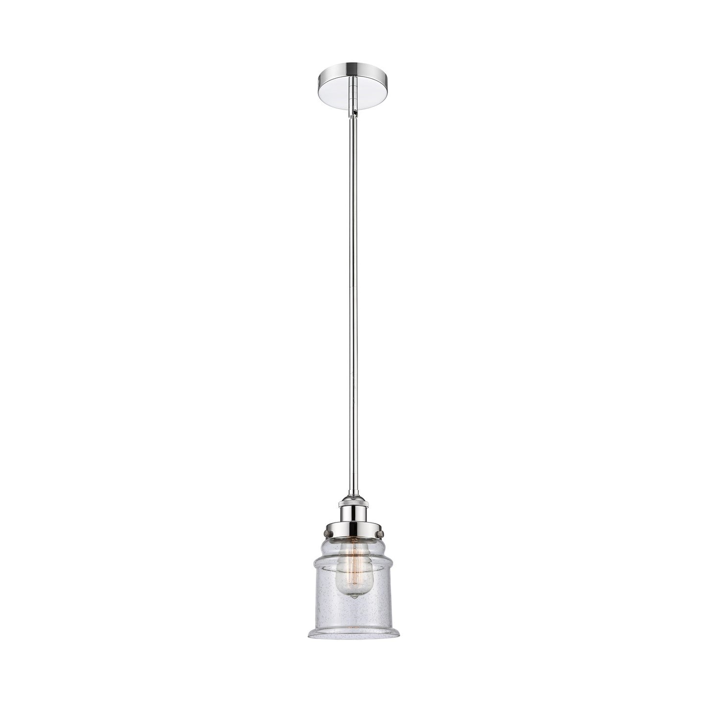 Innovations Canton 6in 1-Light Mini Pendant | Industrial Polished Chrome Steel and Seedy Glass | Kitchen Island & Dining Room | Model 616-1SH-PC-G184-LED