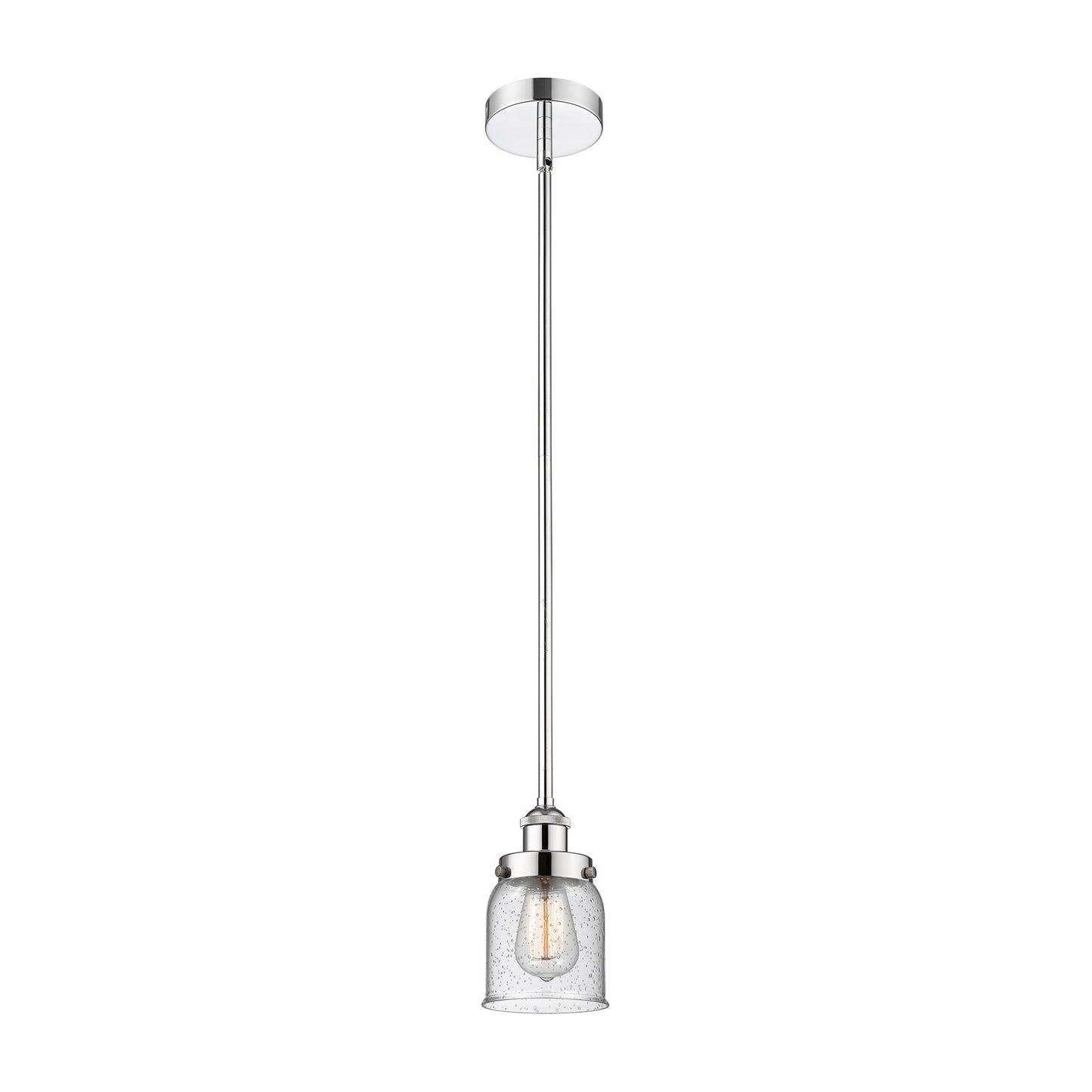 Innovations Bell 5in 1-Light Mini Pendant | Industrial Polished Chrome Steel and Seedy Glass | Kitchen Island & Dining Room | Model 616-1SH-PC-G54-LED