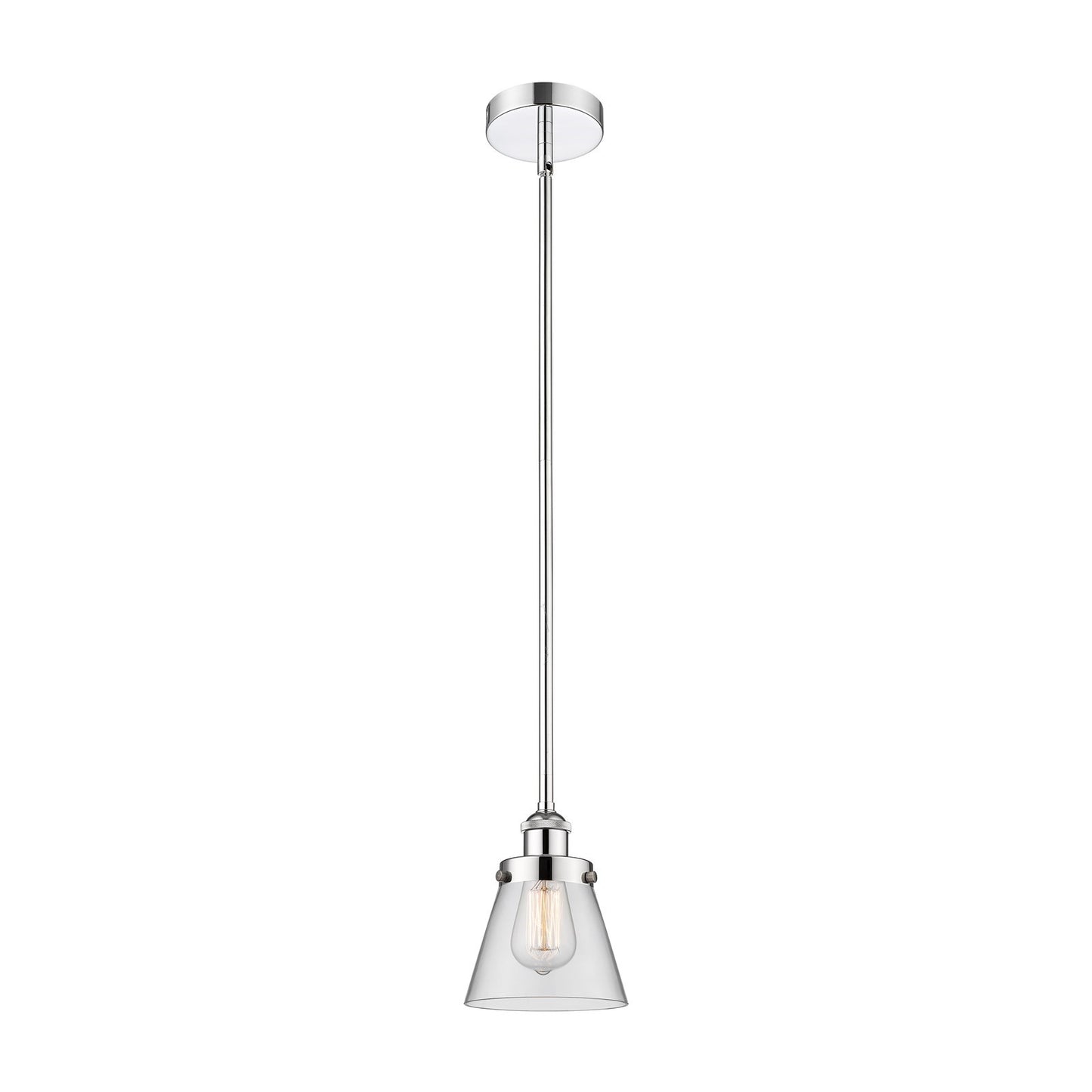 Innovations Cone 6.25in 1-Light Mini Pendant | Industrial Polished Chrome Steel and Clear Glass | Kitchen Island & Dining Room | Model 616-1SH-PC-G62-LED
