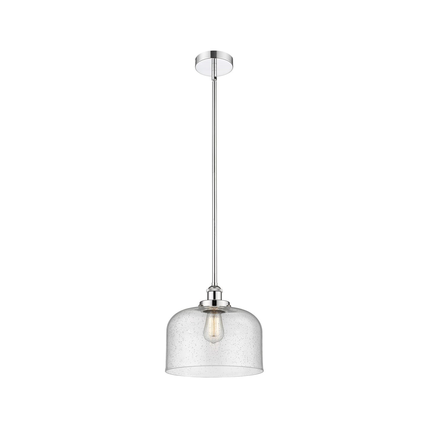 Innovations Bell 11.5in 1-Light Mini Pendant | Industrial Polished Chrome Steel and Seedy Glass | Kitchen Island & Dining Room | Model 616-1SH-PC-G74-L