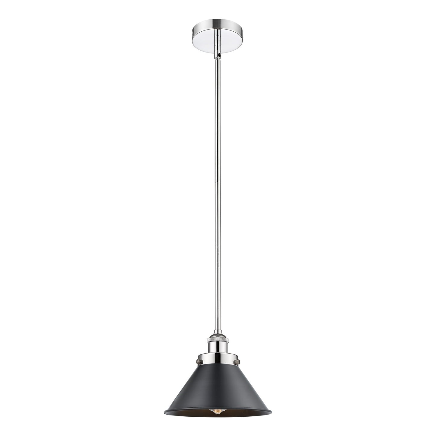 Innovations Briarcliff 10in 1-Light Mini Pendant | Traditional Industrial Polished Chrome and Matte Black Metal | Kitchen Island | Model 616-1SH-PC-M10-BK