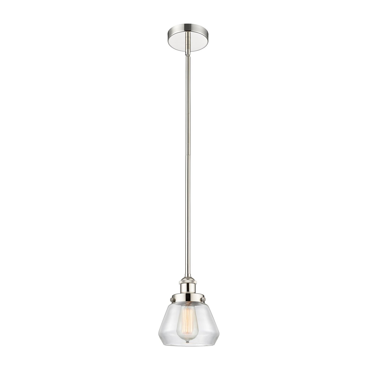 Innovations Fulton 7in 1-Light Mini Pendant | Industrial Polished Nickel Steel and Clear Glass | Kitchen Island & Dining Room | Model 616-1SH-PN-G172-LED