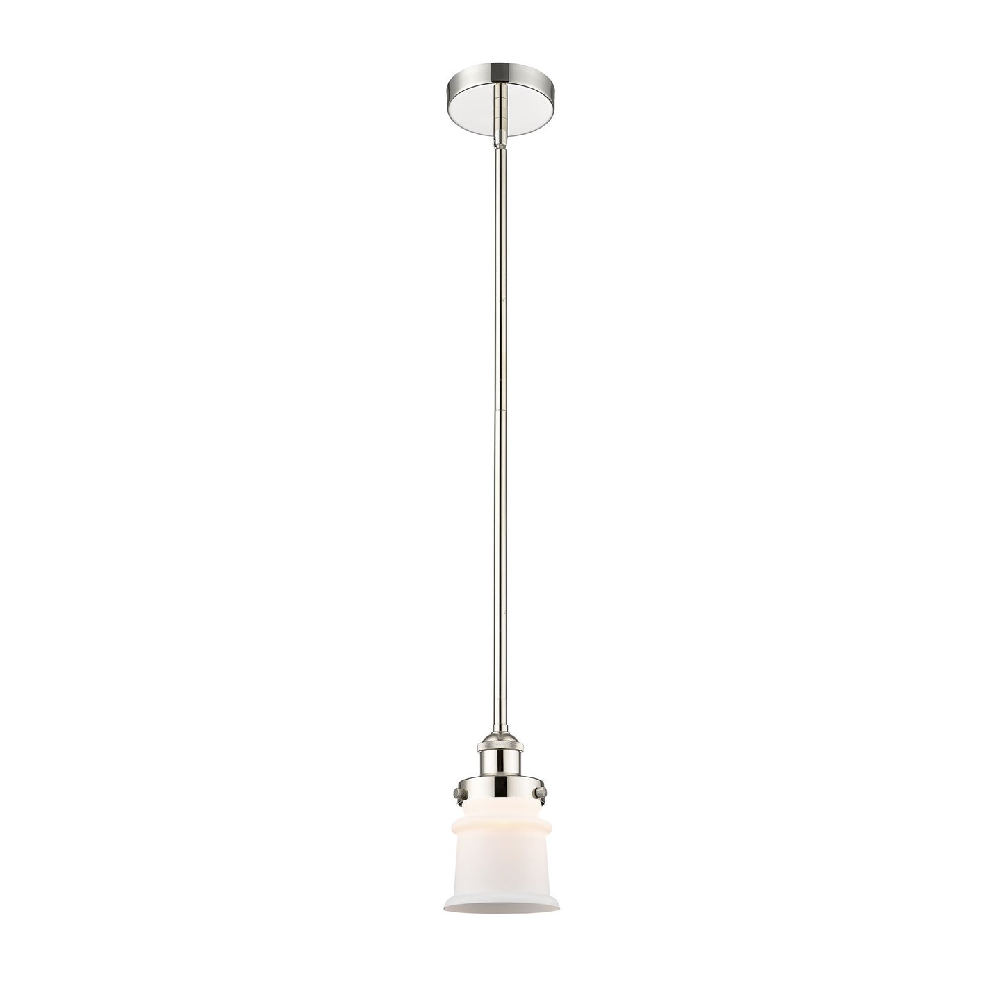 Innovations Canton 5.25in 1-Light Mini Pendant | Industrial Polished Nickel and Matte White Frosted Glass | Kitchen Island & | Model 616-1SH-PN-G181S