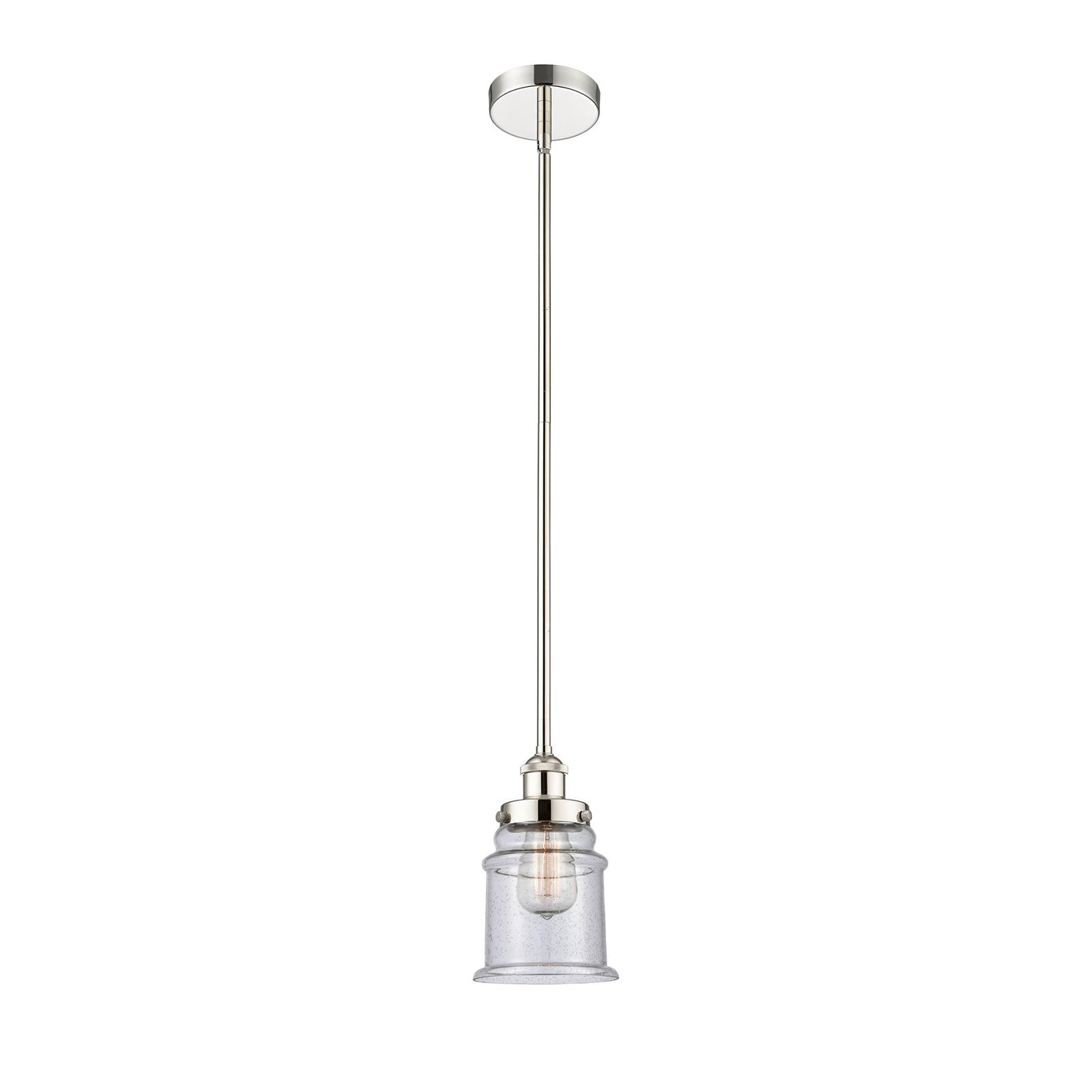 Innovations Canton 6in 1-Light Mini Pendant | Industrial Polished Nickel Steel and Seedy Glass | Kitchen Island & Dining Room | 6 | Model 616-1SH-PN-G184
