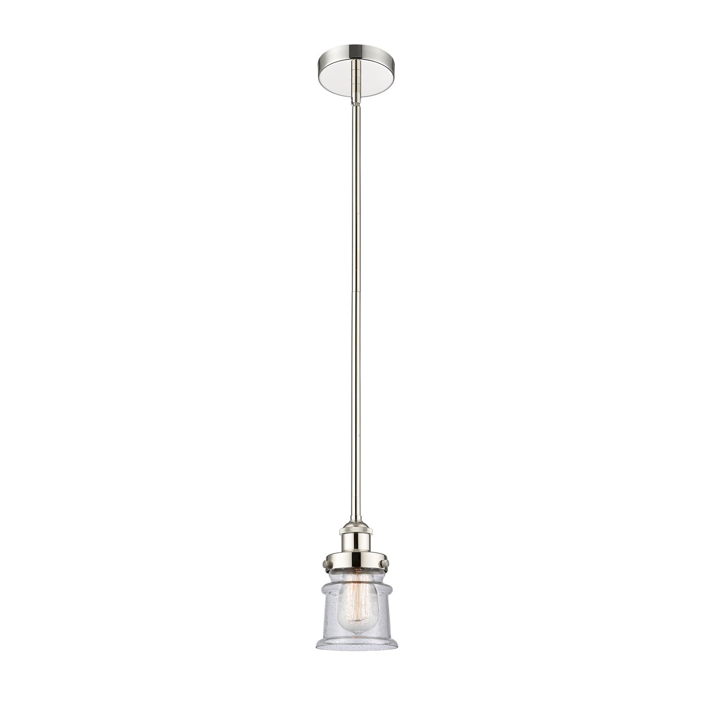 Innovations Canton 5.25in 1-Light Mini Pendant | Industrial Polished Nickel Steel and Seedy Glass | Kitchen Island & Dining Room | Model 616-1SH-PN-G184S