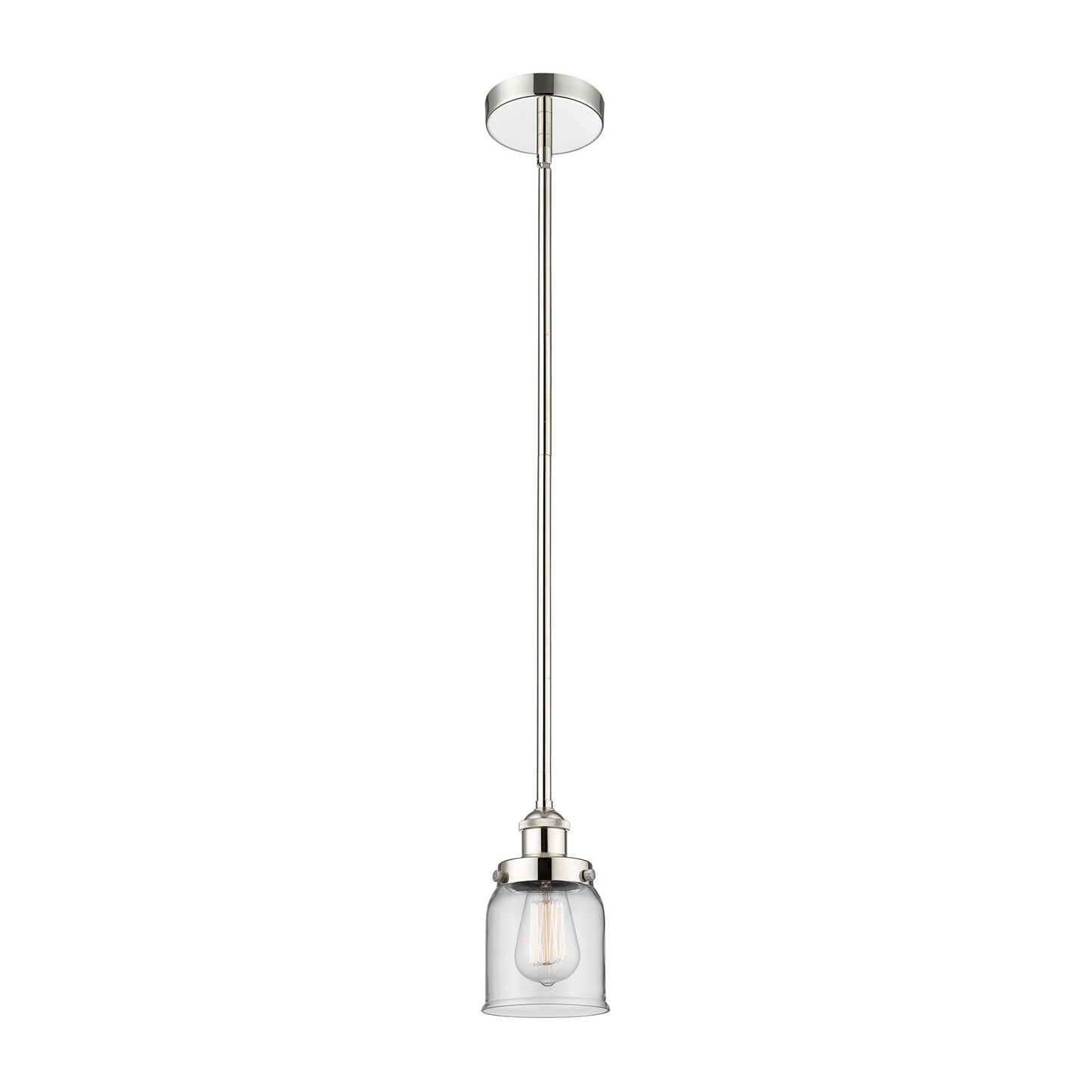 Innovations Bell 5in 1-Light Mini Pendant | Industrial Farmhouse Polished Nickel and Clear Glass | Kitchen Island & Dining Room | 5 | Model 616-1SH-PN-G52
