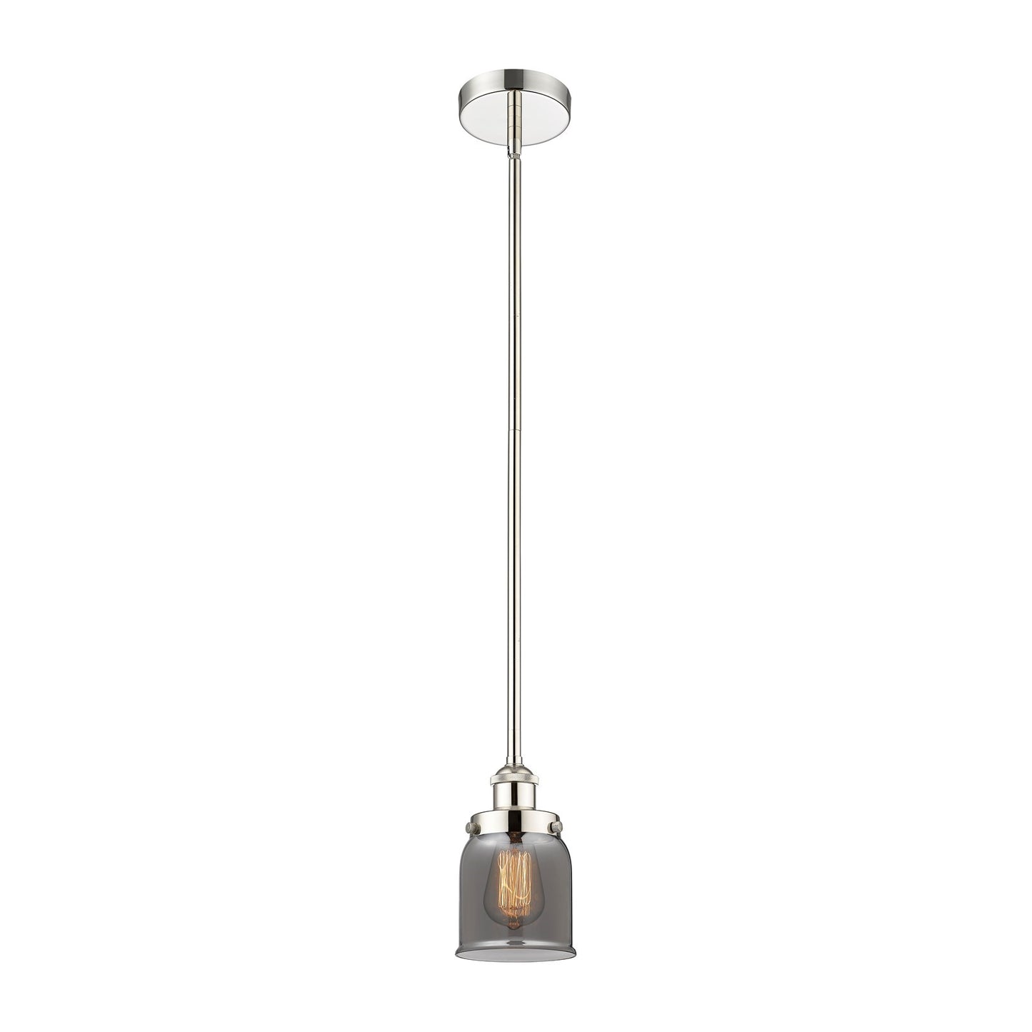 Innovations Bell 5in 1-Light Mini Pendant | Industrial Farmhouse Polished Nickel and Light Smoke Glass | Kitchen Island & Dining | Model 616-1SH-PN-G53