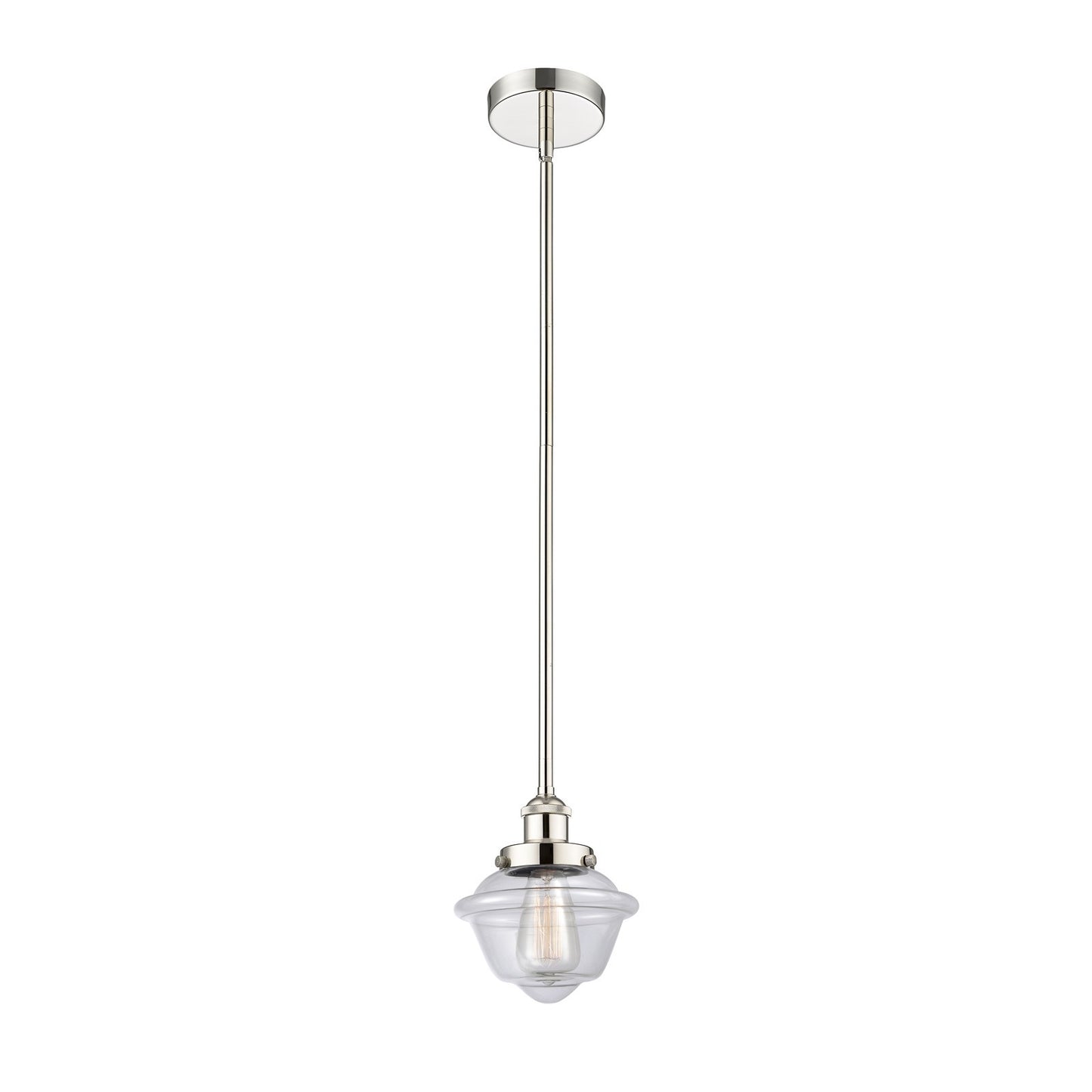 Innovations Oxford 7.25in 1-Light Mini Pendant | Traditional Polished Nickel Steel and Clear Glass | Kitchen Island & Dining Room | Model 616-1SH-PN-G532