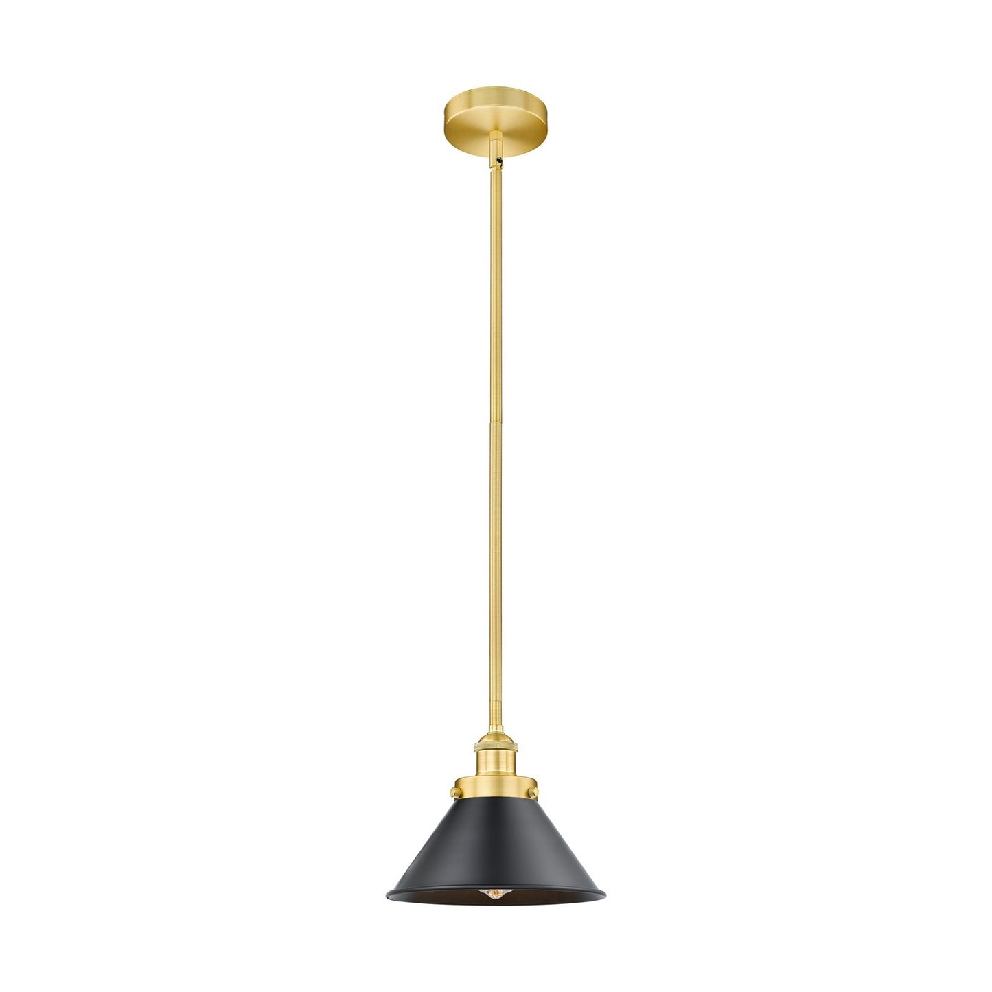Innovations Briarcliff 10in 1-Light Mini Pendant | Traditional Industrial Satin Gold Steel and Matte Black Metal | Kitchen | Model 616-1SH-SG-M10-BK