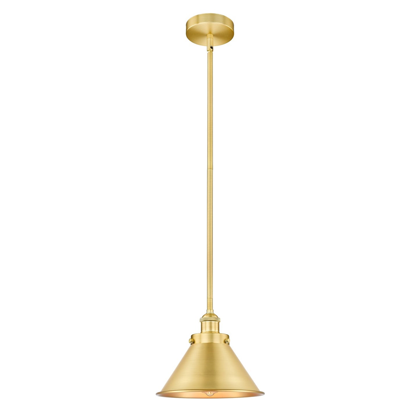 Innovations Briarcliff 10in 1-Light Mini Pendant | Traditional Industrial Satin Gold Steel and Cast Brass with Satin Gold | Model 616-1SH-SG-M10-SG-LED