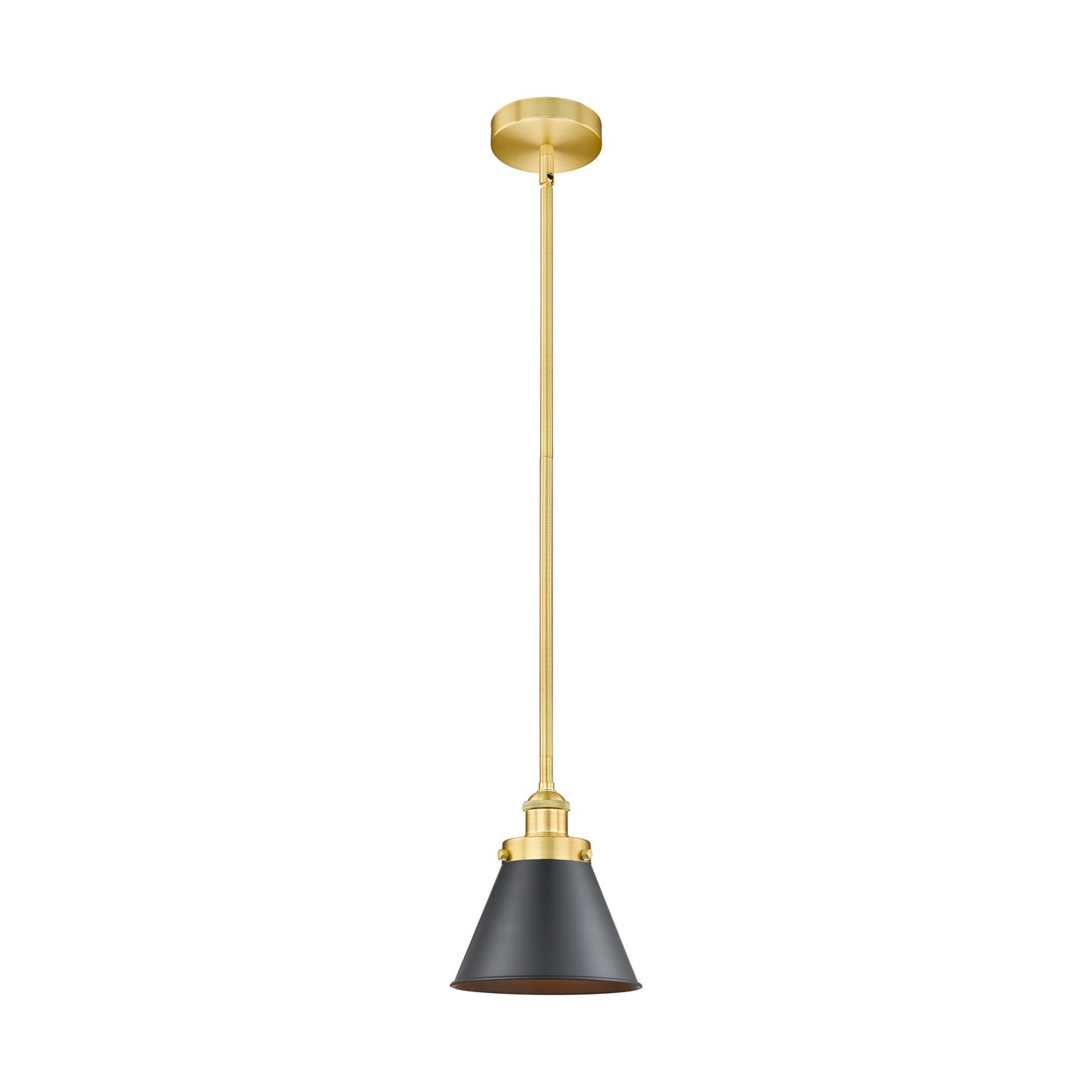 Innovations Appalachian 8in 1-Light Mini Pendant | Traditional Industrial Satin Gold Steel and Matte Black Metal | Kitchen | Model 616-1SH-SG-M13-BK-LED