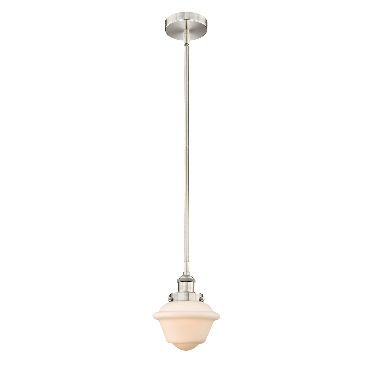 Innovations Oxford 7.25in 1-Light Mini Pendant | Traditional Brushed Satin Nickel and Matte White Frosted Glass | Kitchen Island & | Model 616-1SH-SN-G531